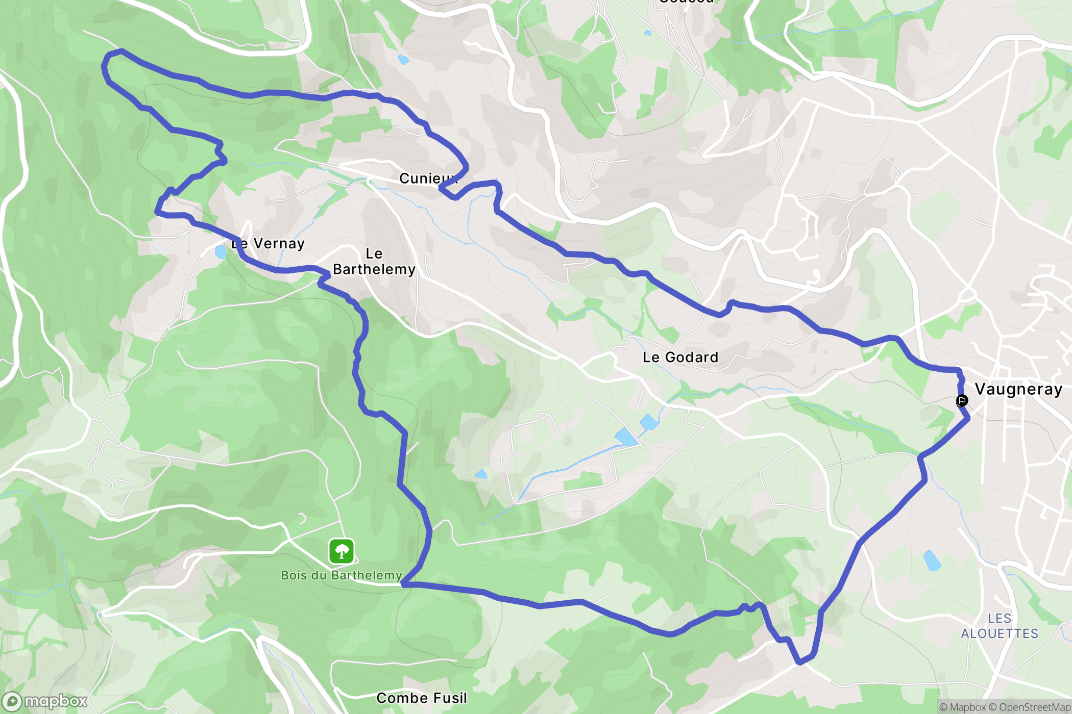 Vaugneray : carte du parcours de randonnée - France