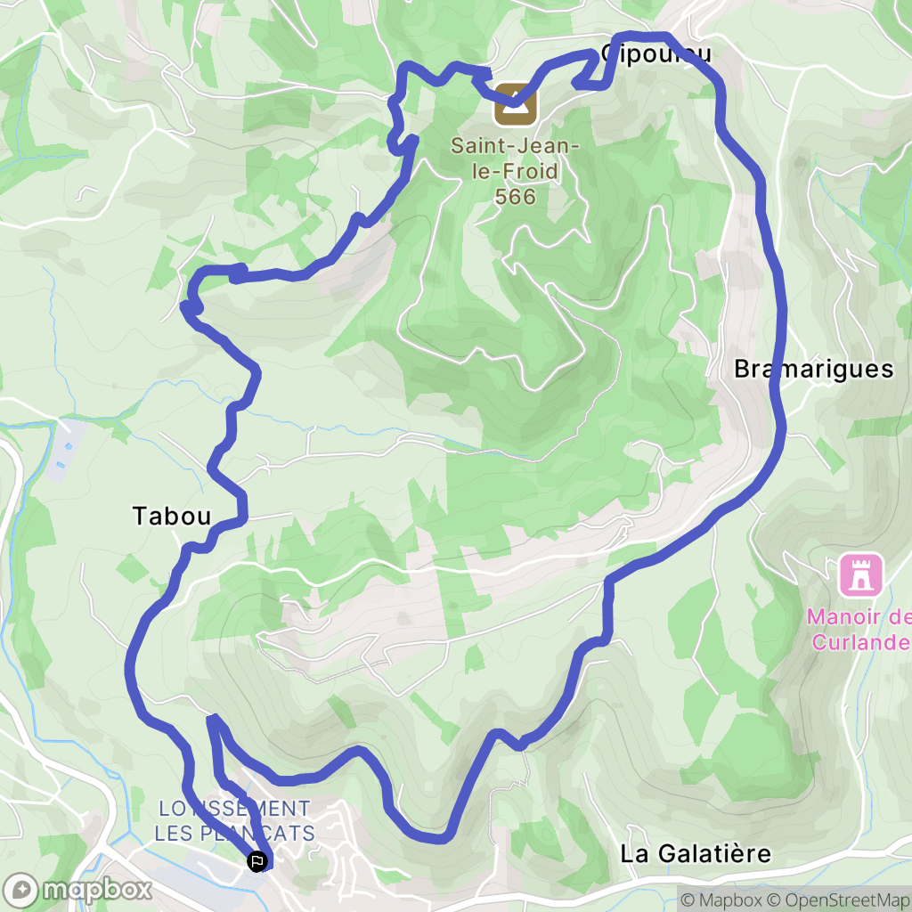 Marcillac-Vallon : carte du parcours de randonnée - France