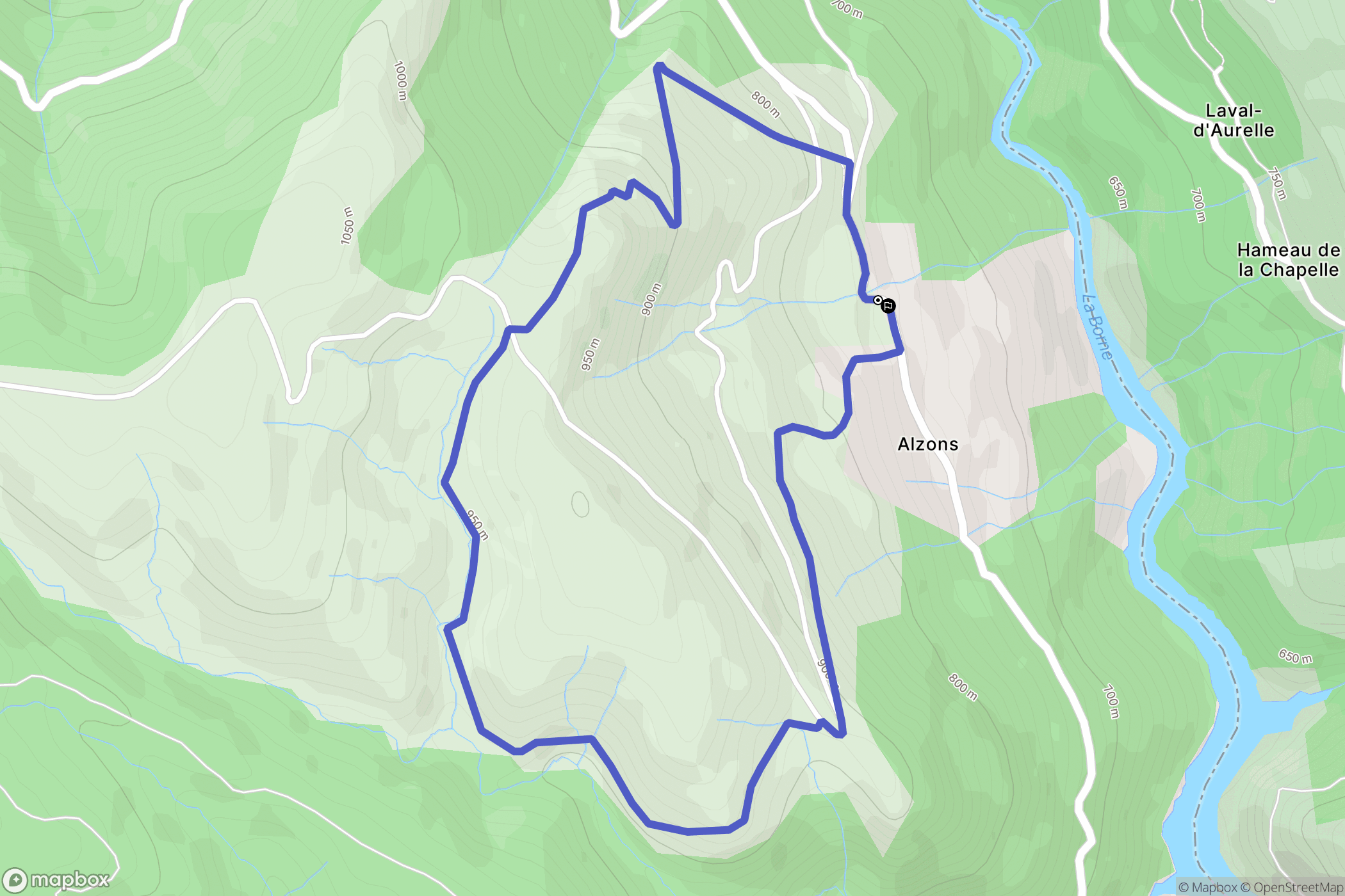 Prévenchères : carte du parcours de randonnée - France