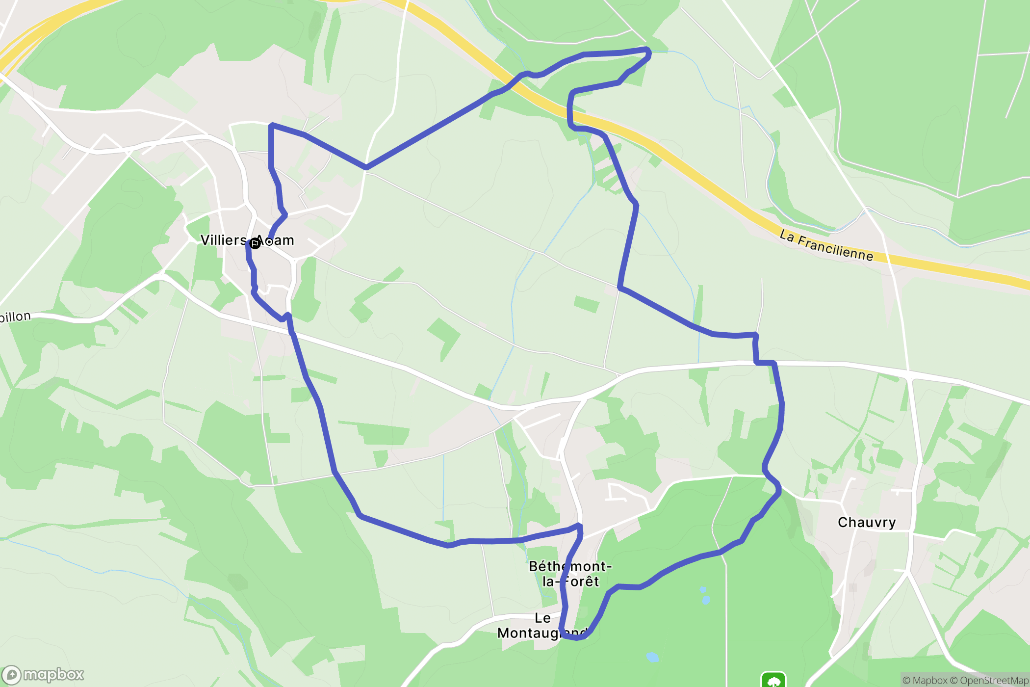 Villiers-Adam : carte du parcours de randonnée - France