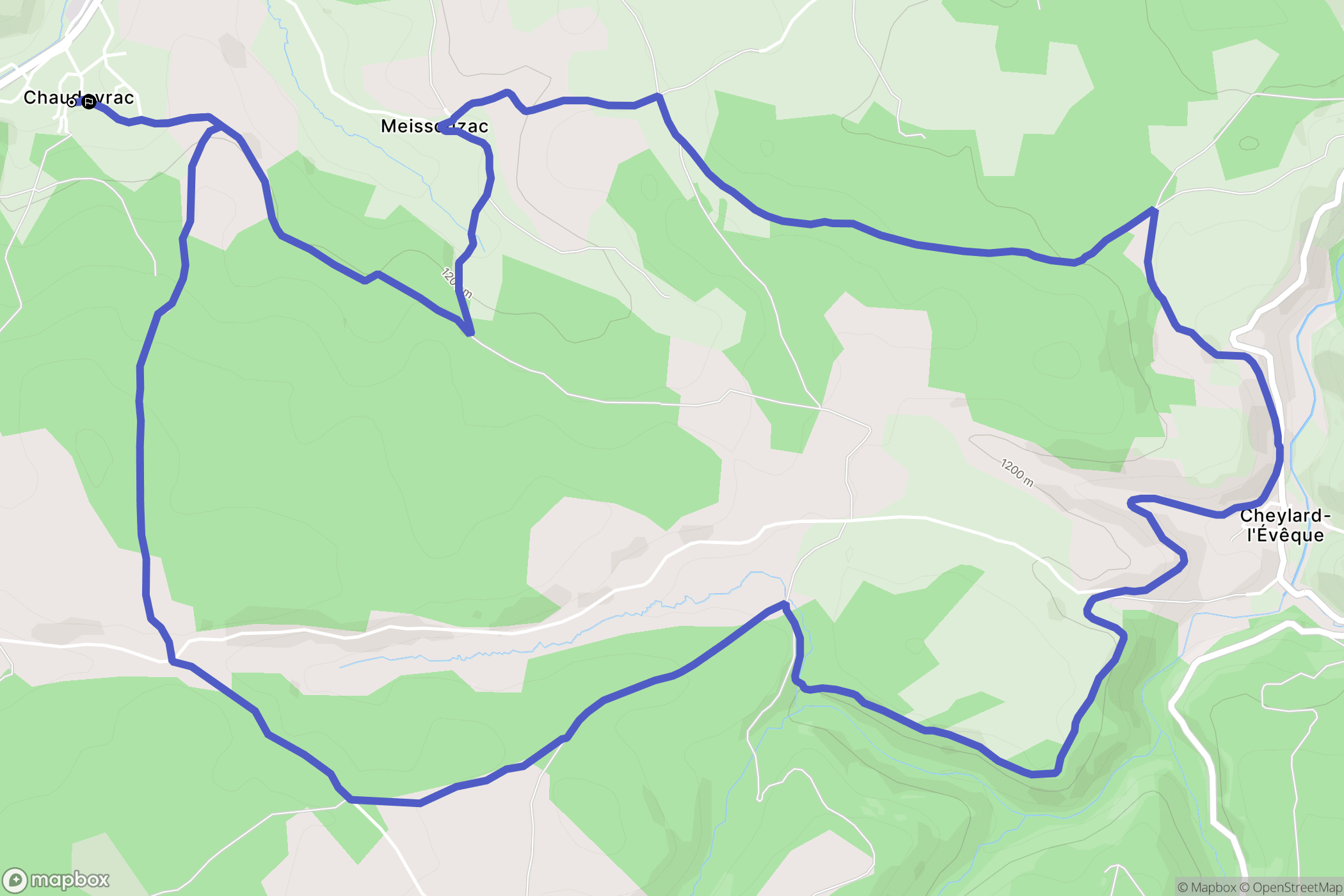 Chaudeyrac : carte du parcours de randonnée - France
