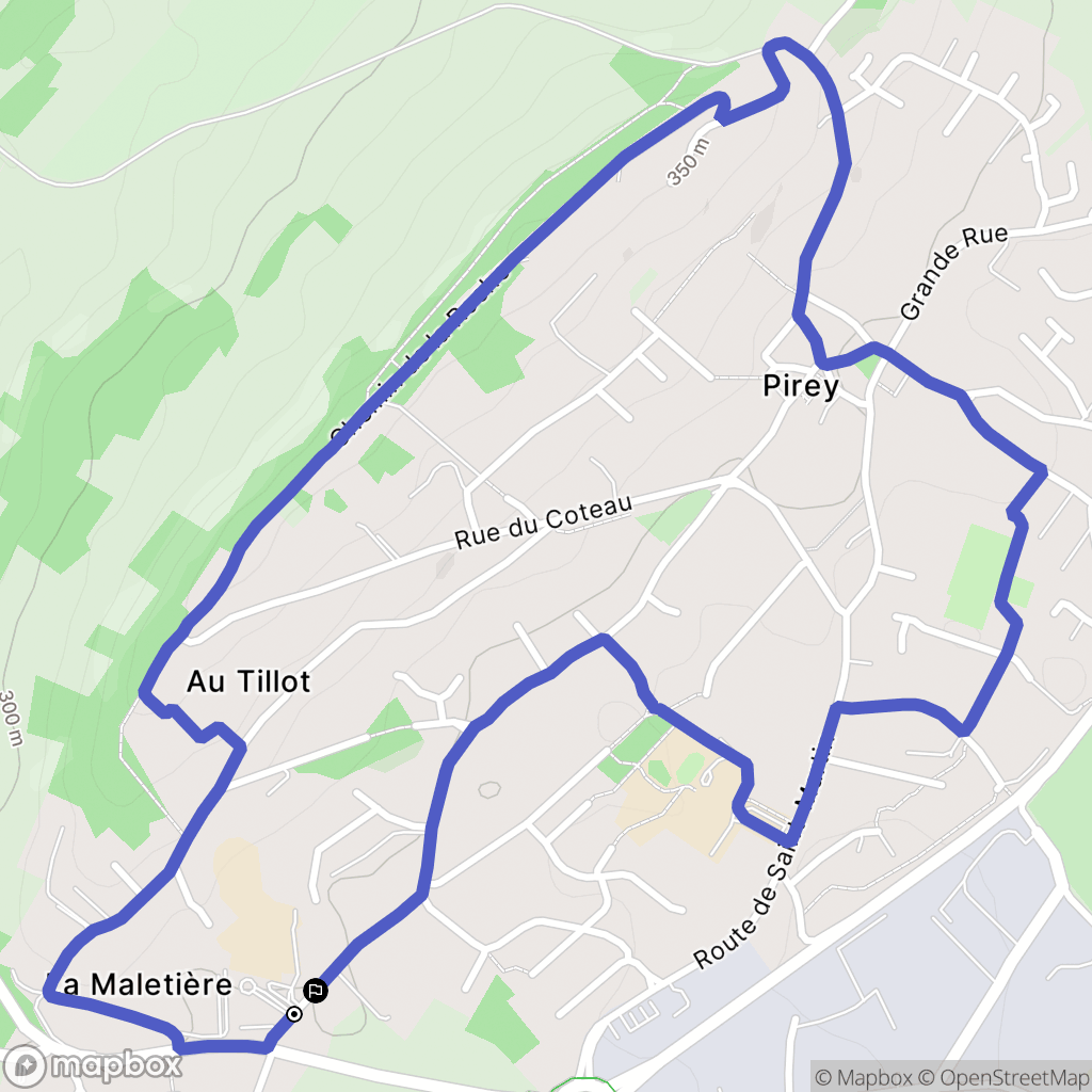 Pirey : carte du parcours de randonnée - France
