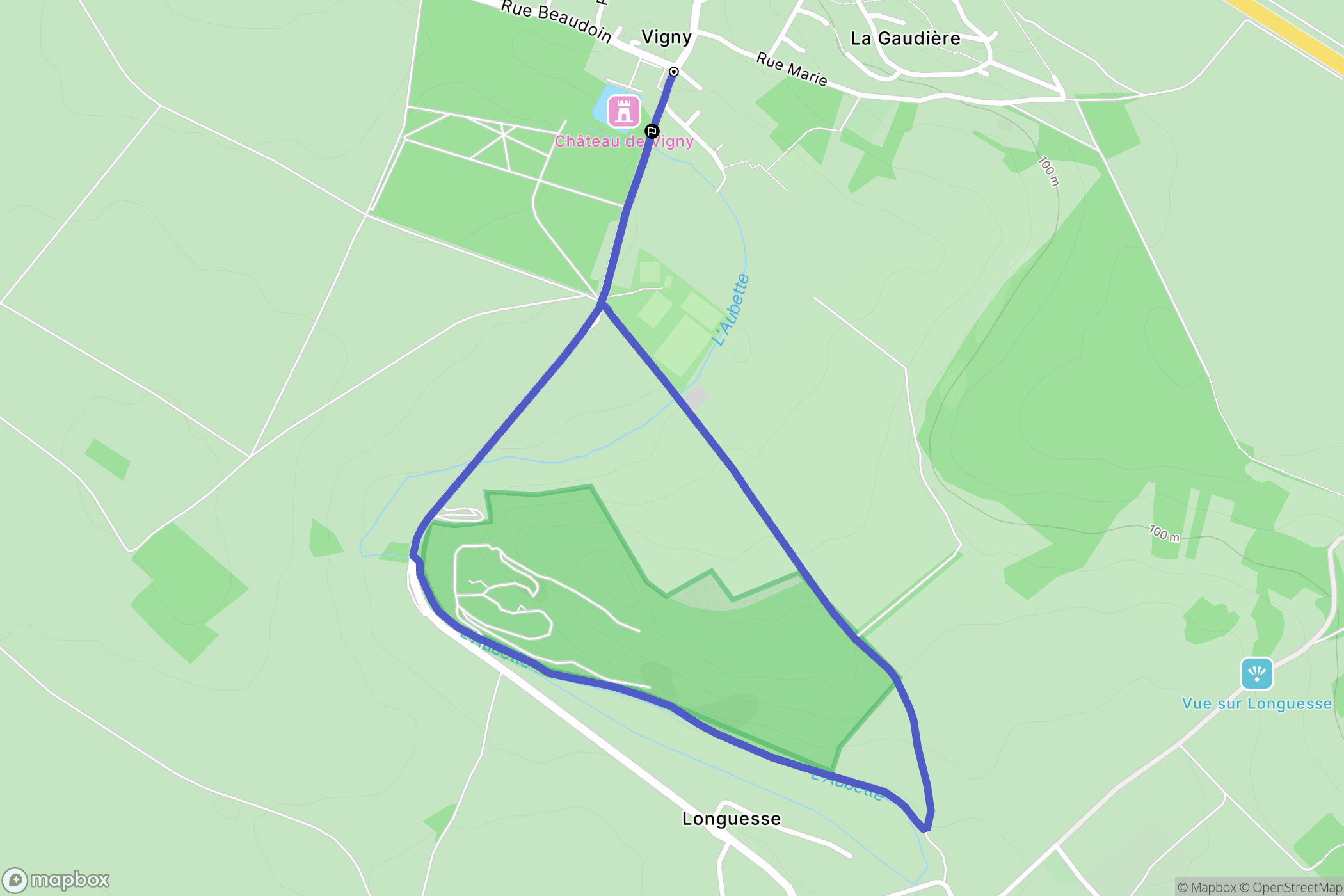 Vigny : carte du parcours de randonnée - France