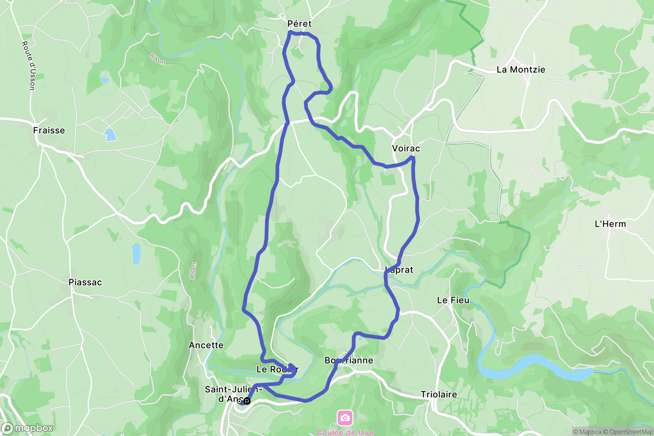 Saint-Julien-d'Ance : carte du parcours de randonnée - France