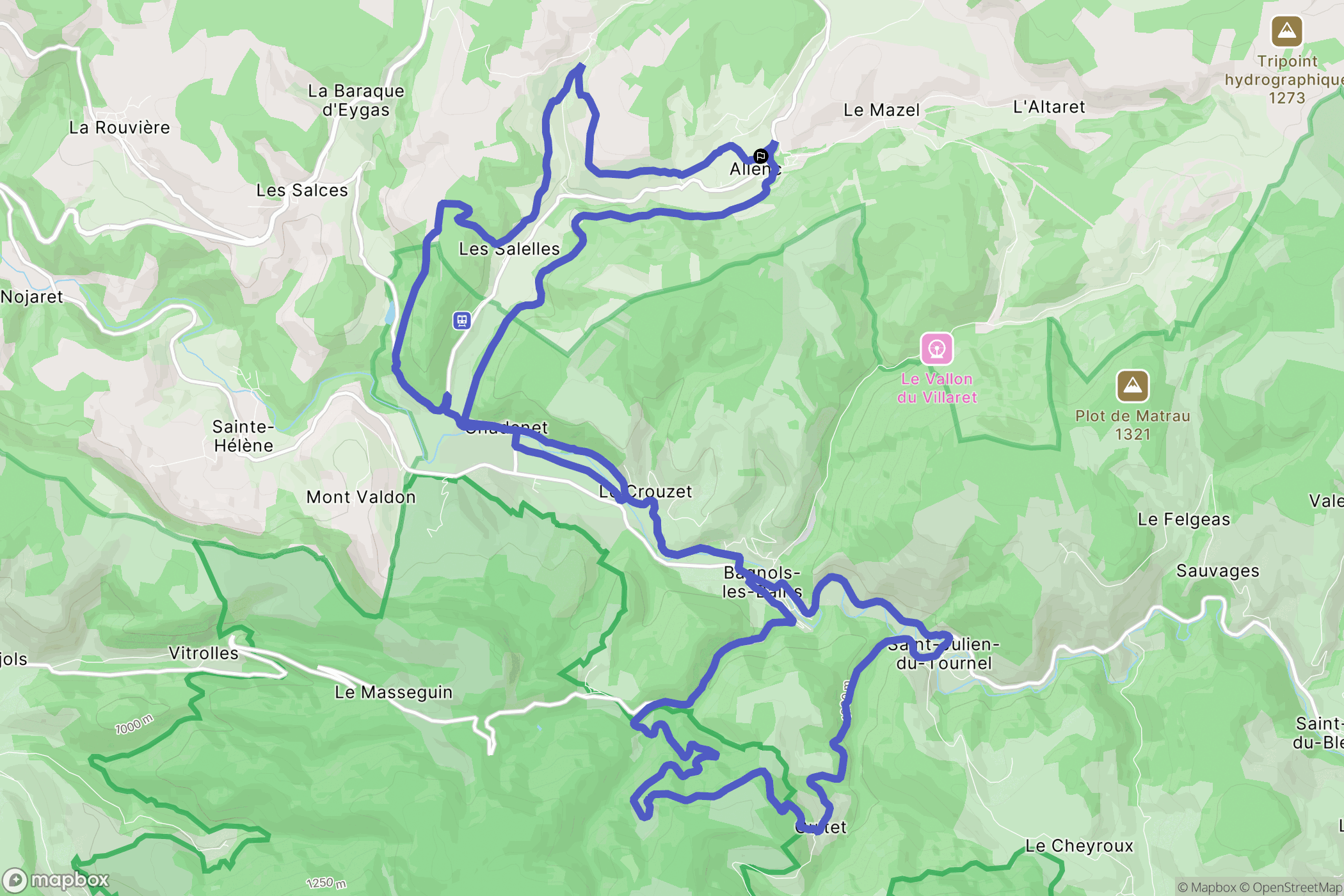 Allenc : carte du parcours de randonnée - France