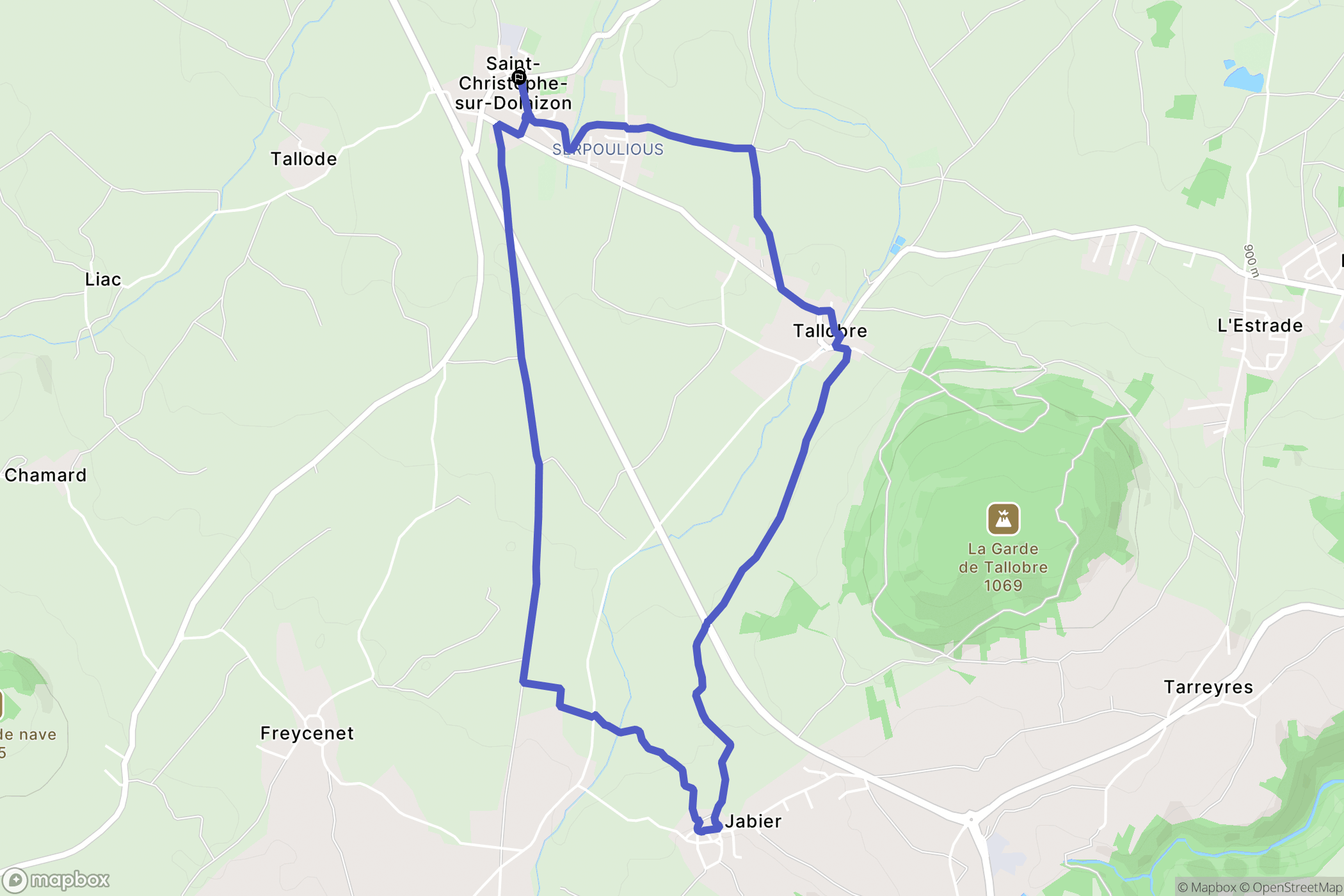 Saint-Christophe-sur-Dolaison : carte du parcours de randonnée - France
