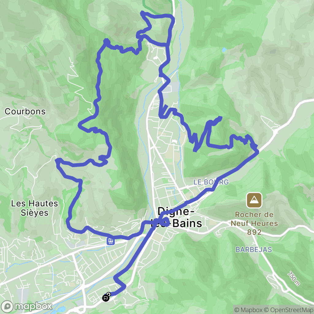 Digne-les-Bains : carte du parcours de randonnée - France