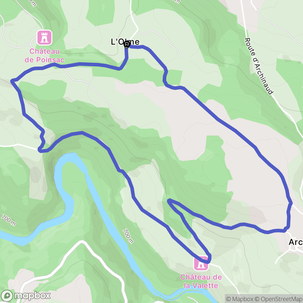 Coubon : carte du parcours de randonnée - France