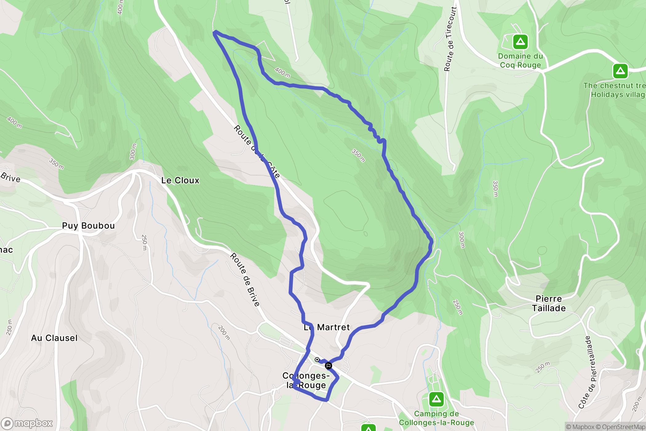Collonges-la-Rouge : carte du parcours de randonnée - France