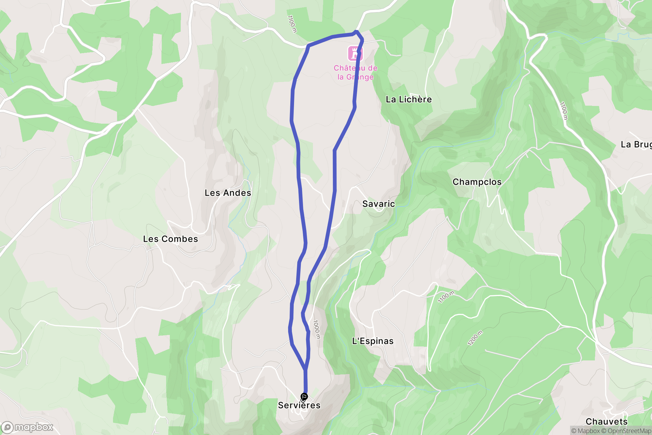 Monts-de-Randon : carte du parcours de randonnée - France
