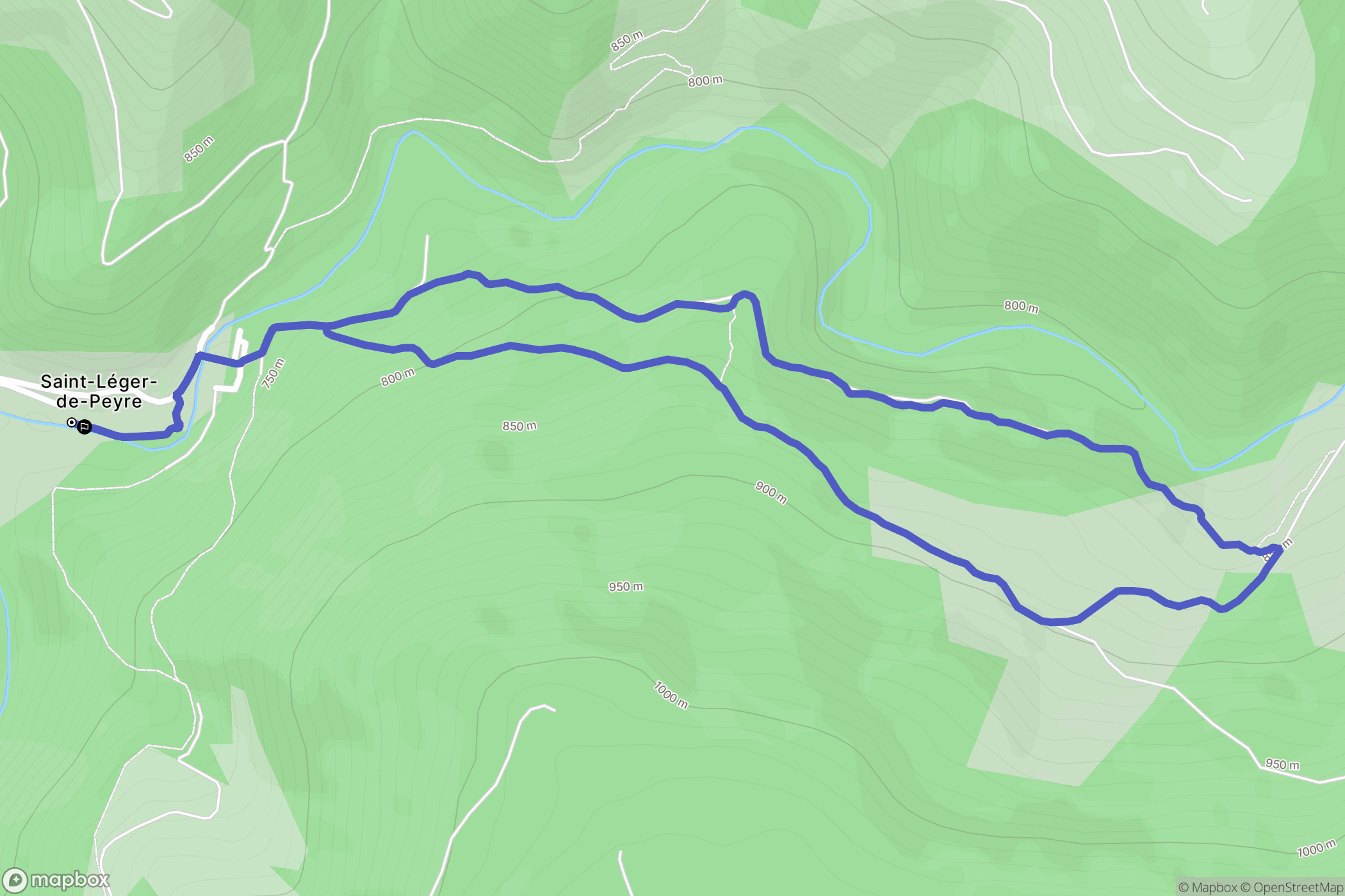 Saint-Léger-de-Peyre : carte du parcours de randonnée - France
