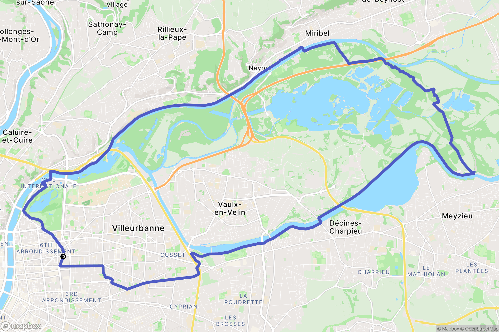 Lyon : carte du parcours de randonnée - France
