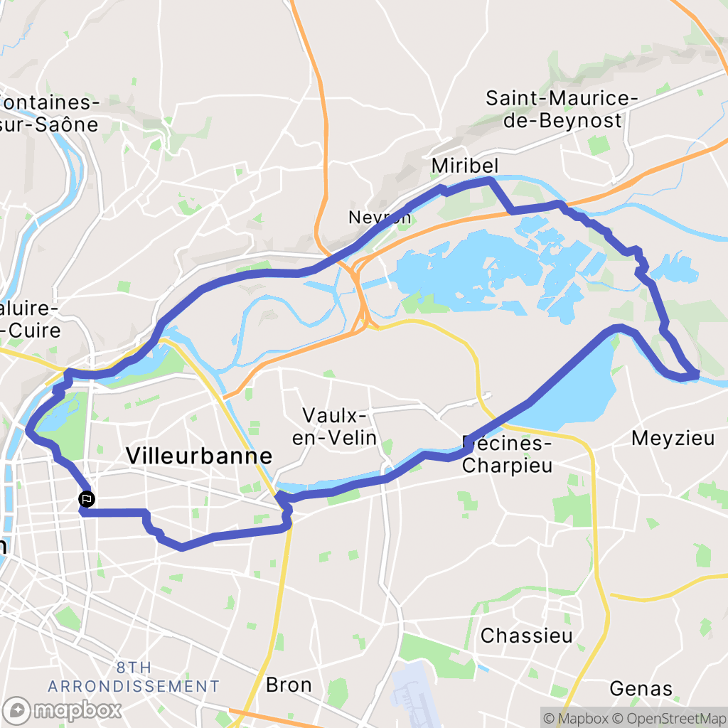 Lyon : carte du parcours de randonnée - France