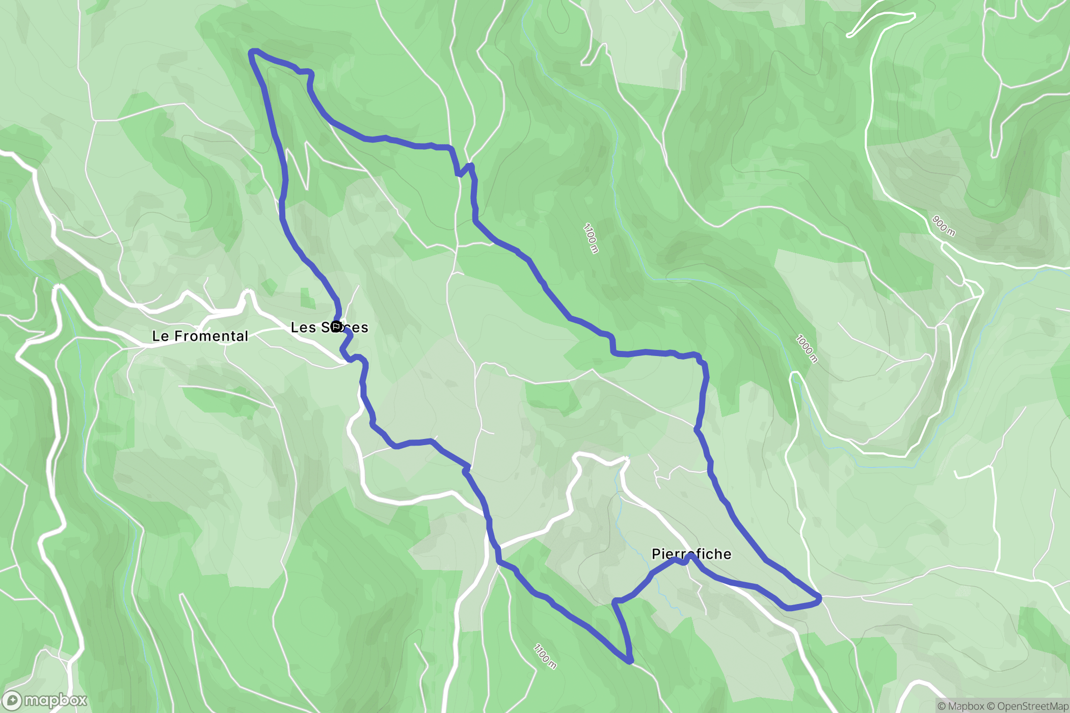 Les Salces : carte du parcours de randonnée - France