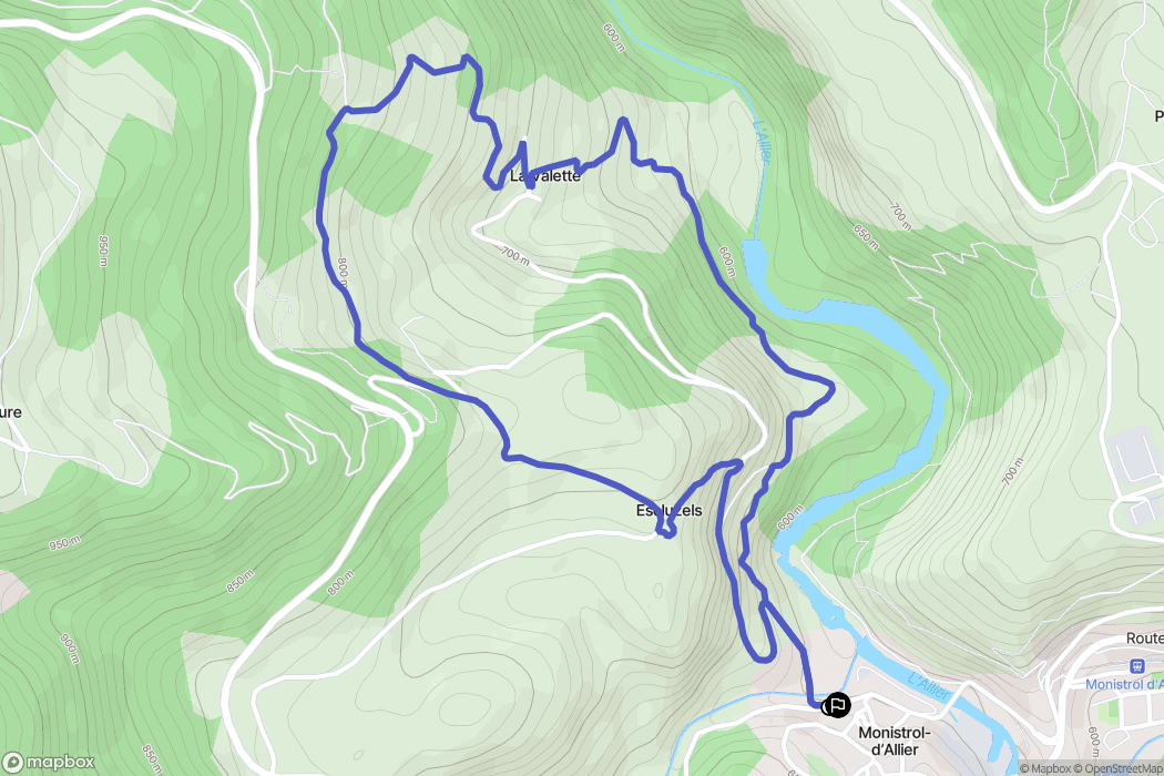 Monistrol-d'Allier : carte du parcours de randonnée - France