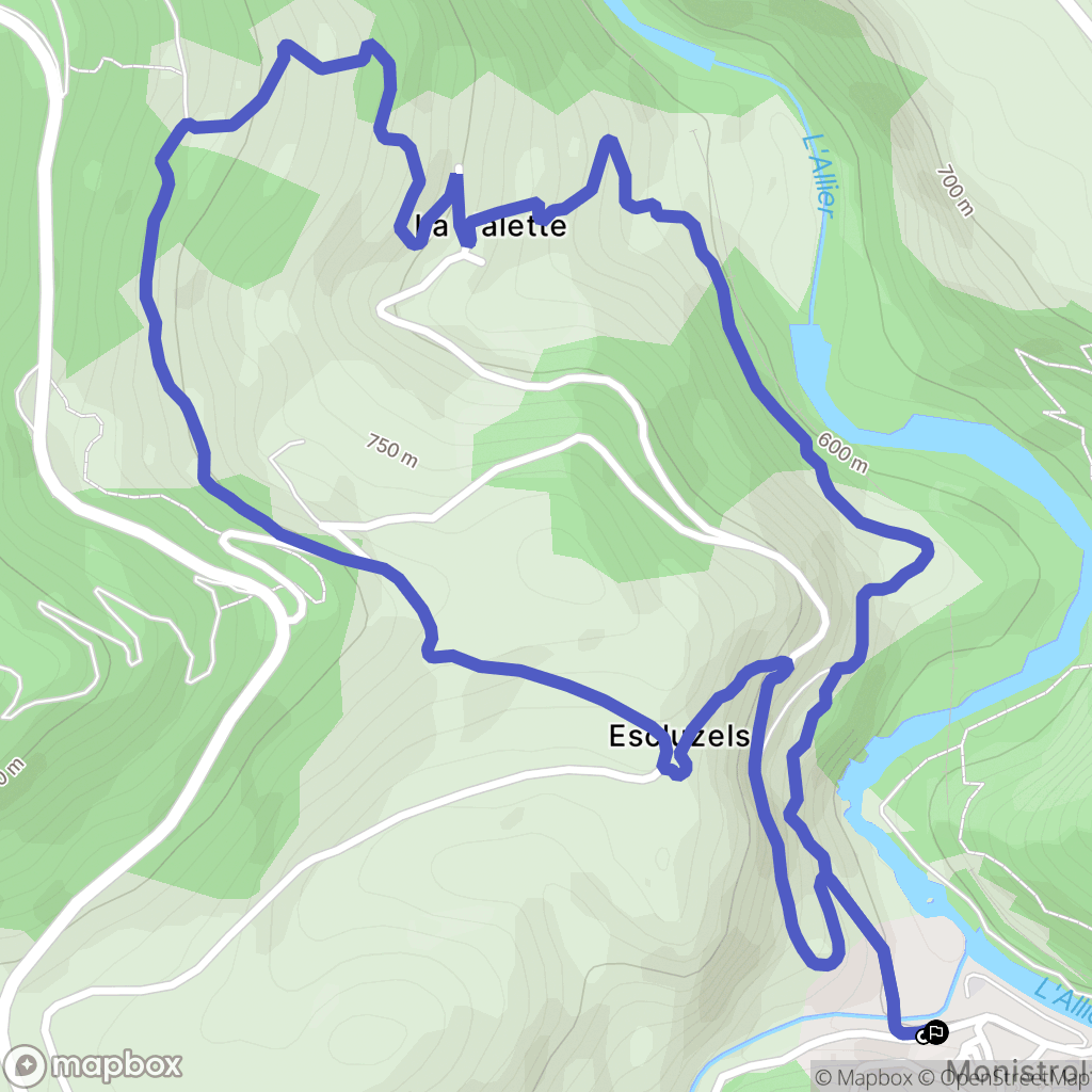 Monistrol-d'Allier : carte du parcours de randonnée - France