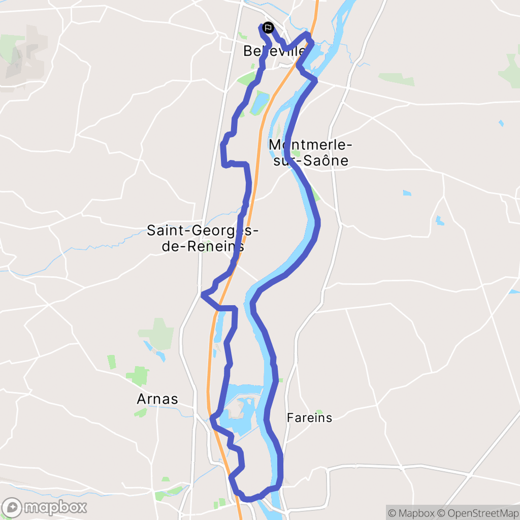 Belleville-en-Beaujolais : carte du parcours de randonnée - France
