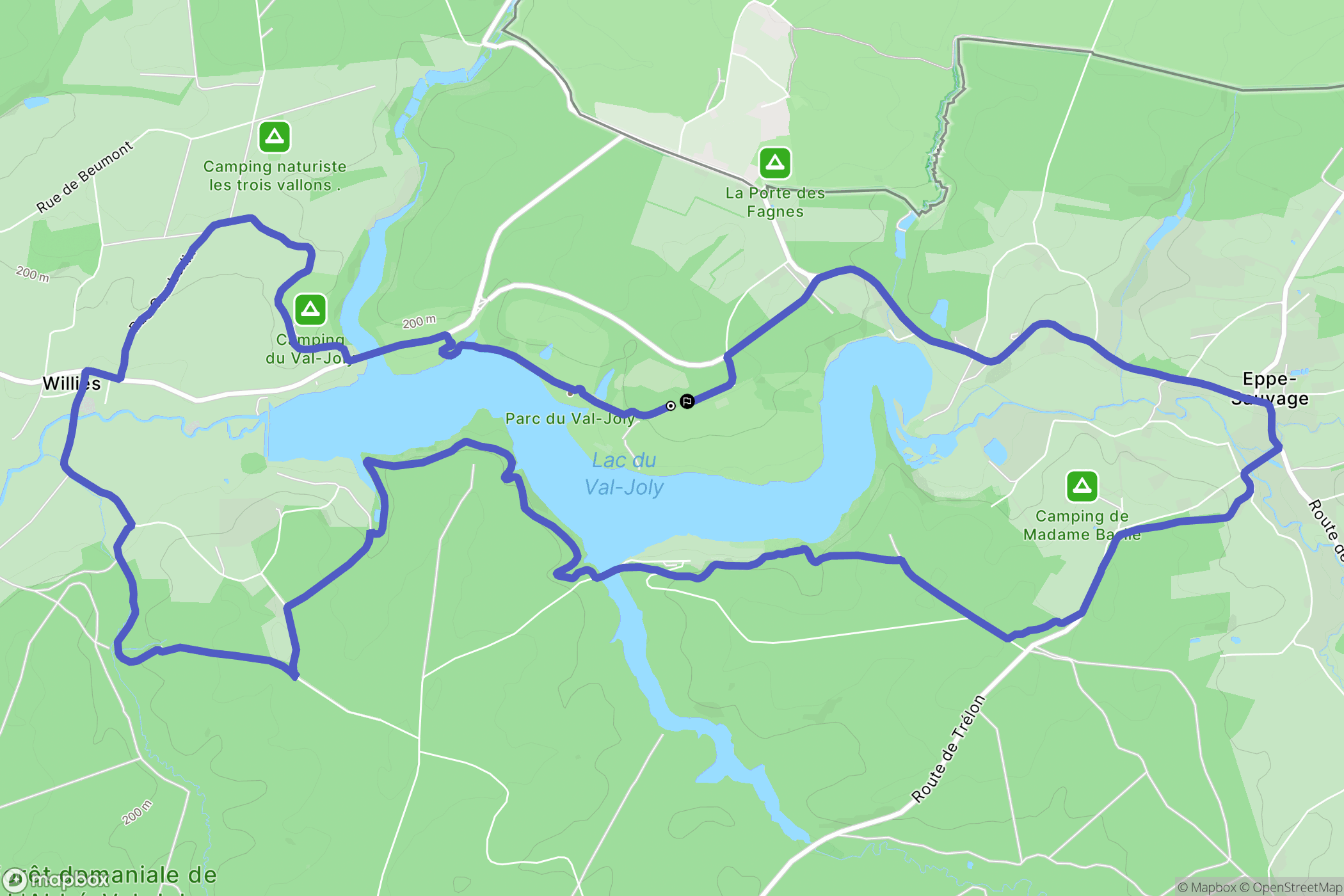 Eppe-Sauvage : carte du parcours de randonnée - France
