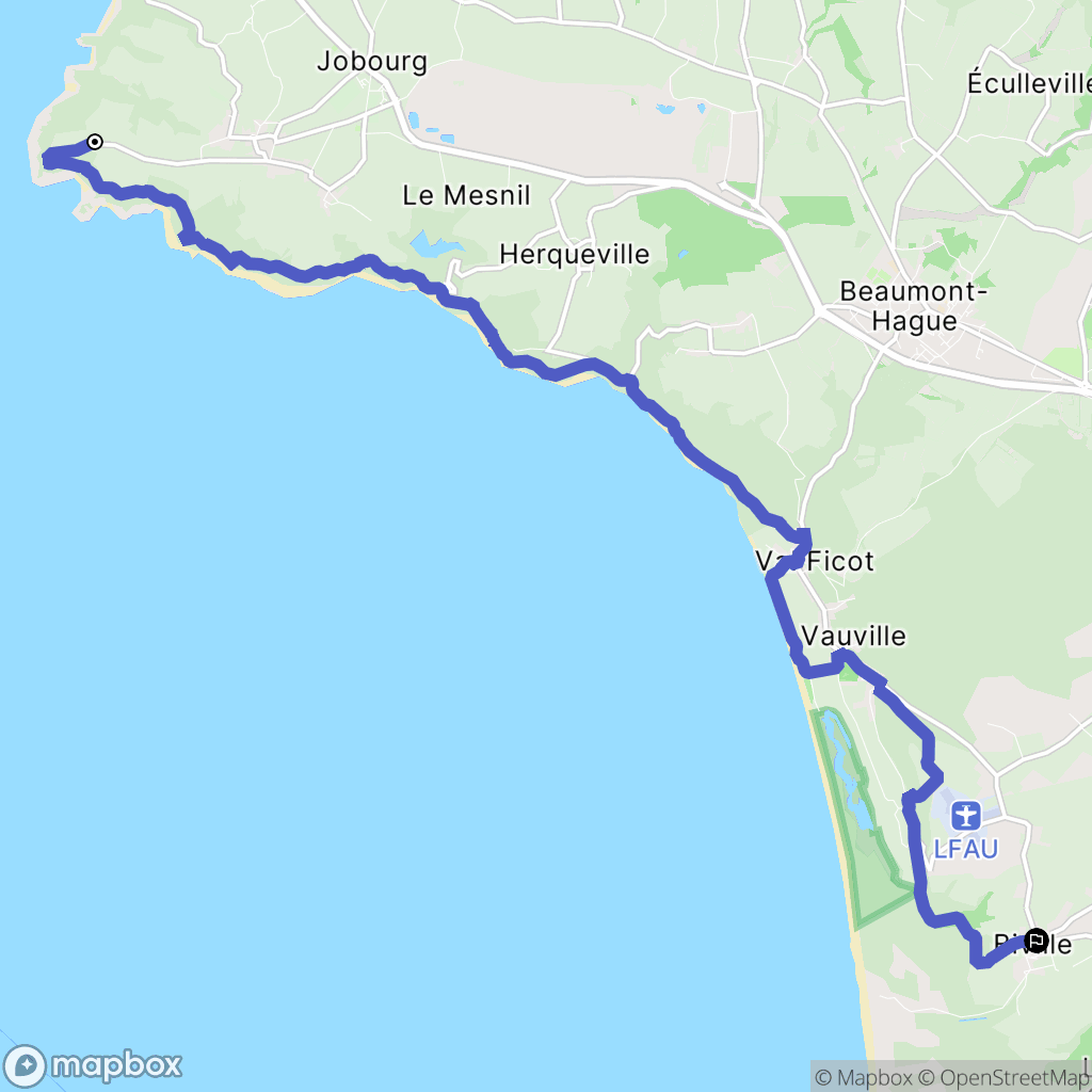 La Hague : carte du parcours de randonnée - France