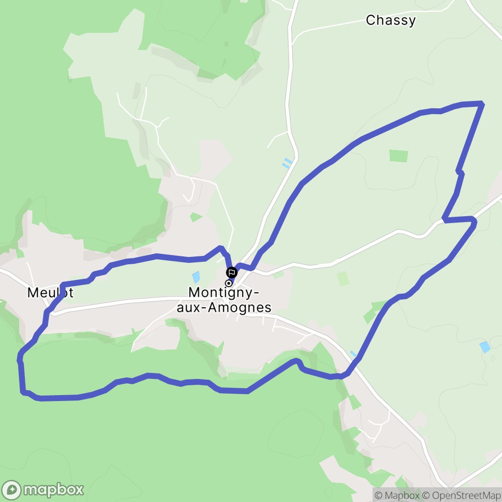 Montigny-aux-Amognes : carte du parcours de randonnée - France