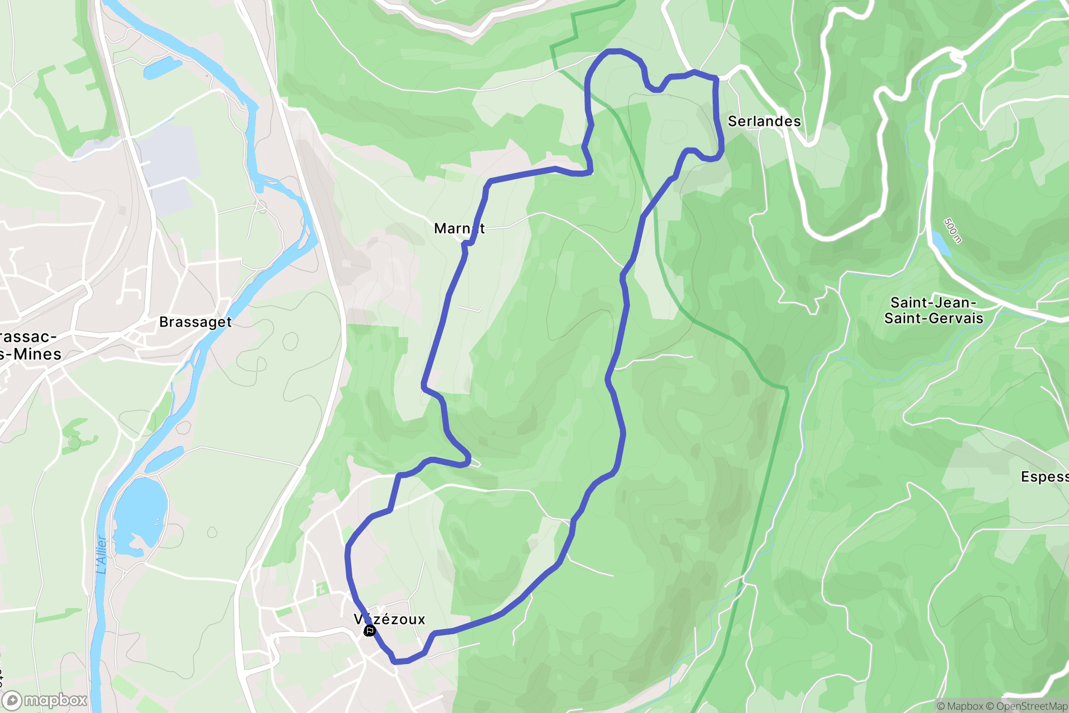 Vézézoux : carte du parcours de randonnée - France