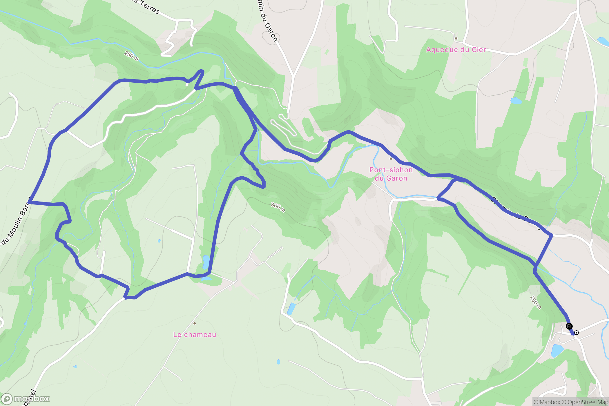 Brignais : carte du parcours de randonnée - France