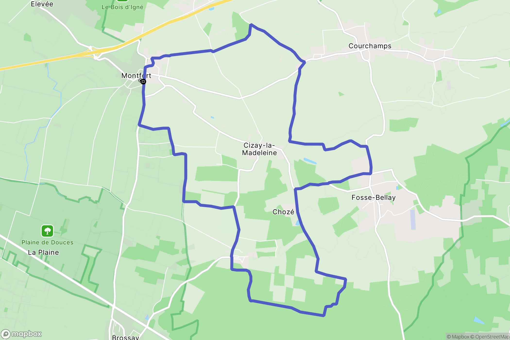 Doué-en-Anjou : carte du parcours de randonnée - France