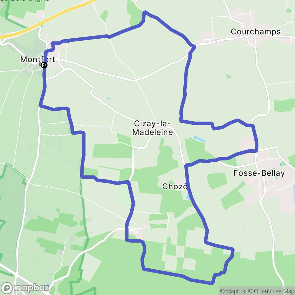 Doué-en-Anjou : carte du parcours de randonnée - France