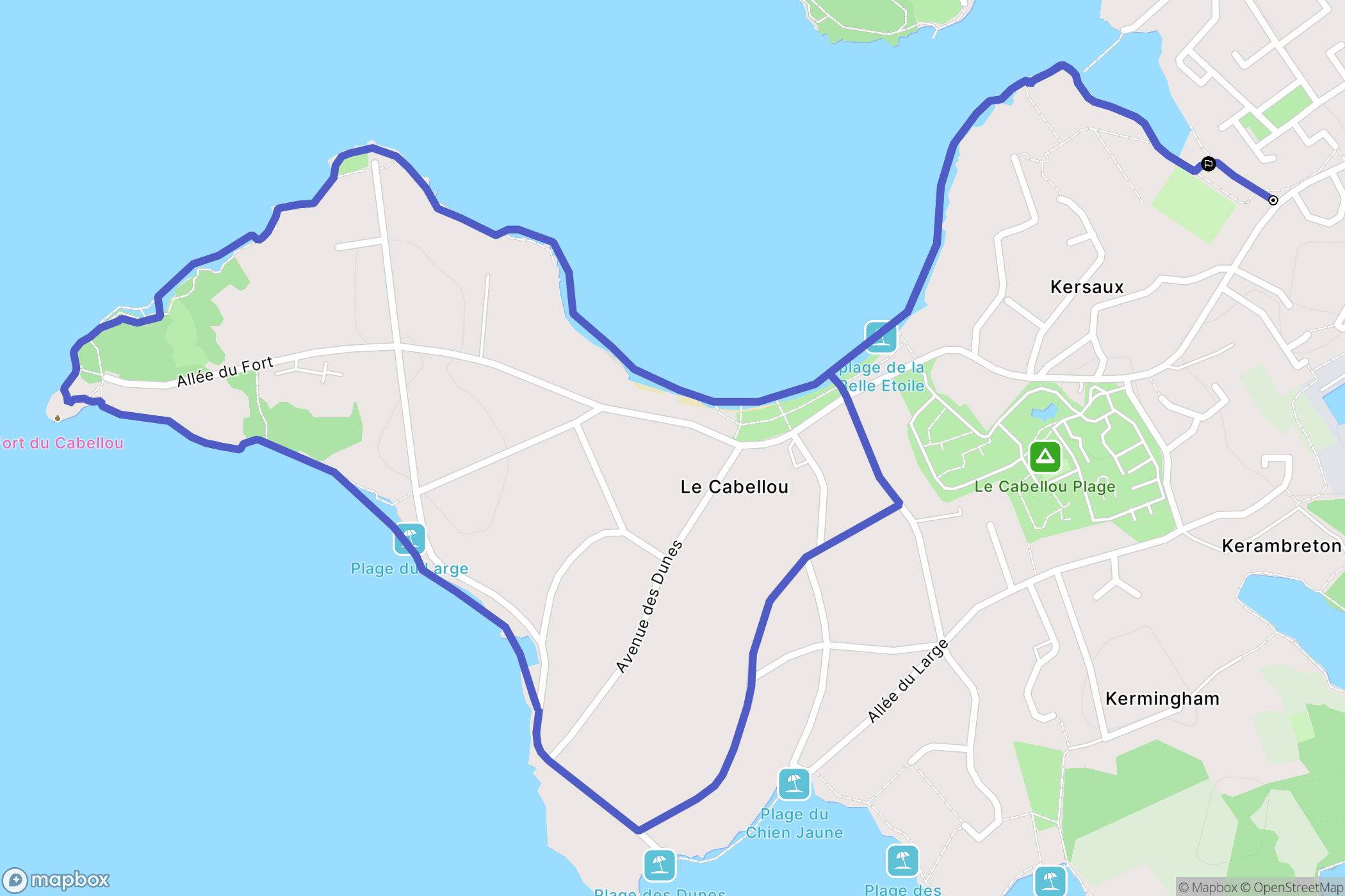 Concarneau : carte du parcours de randonnée - France