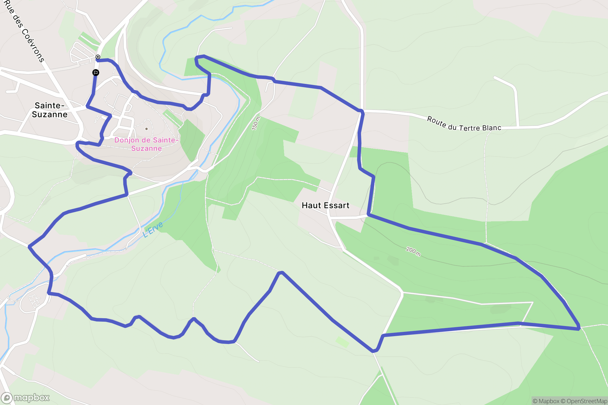Sainte-Suzanne-et-Chammes : carte du parcours de randonnée - France