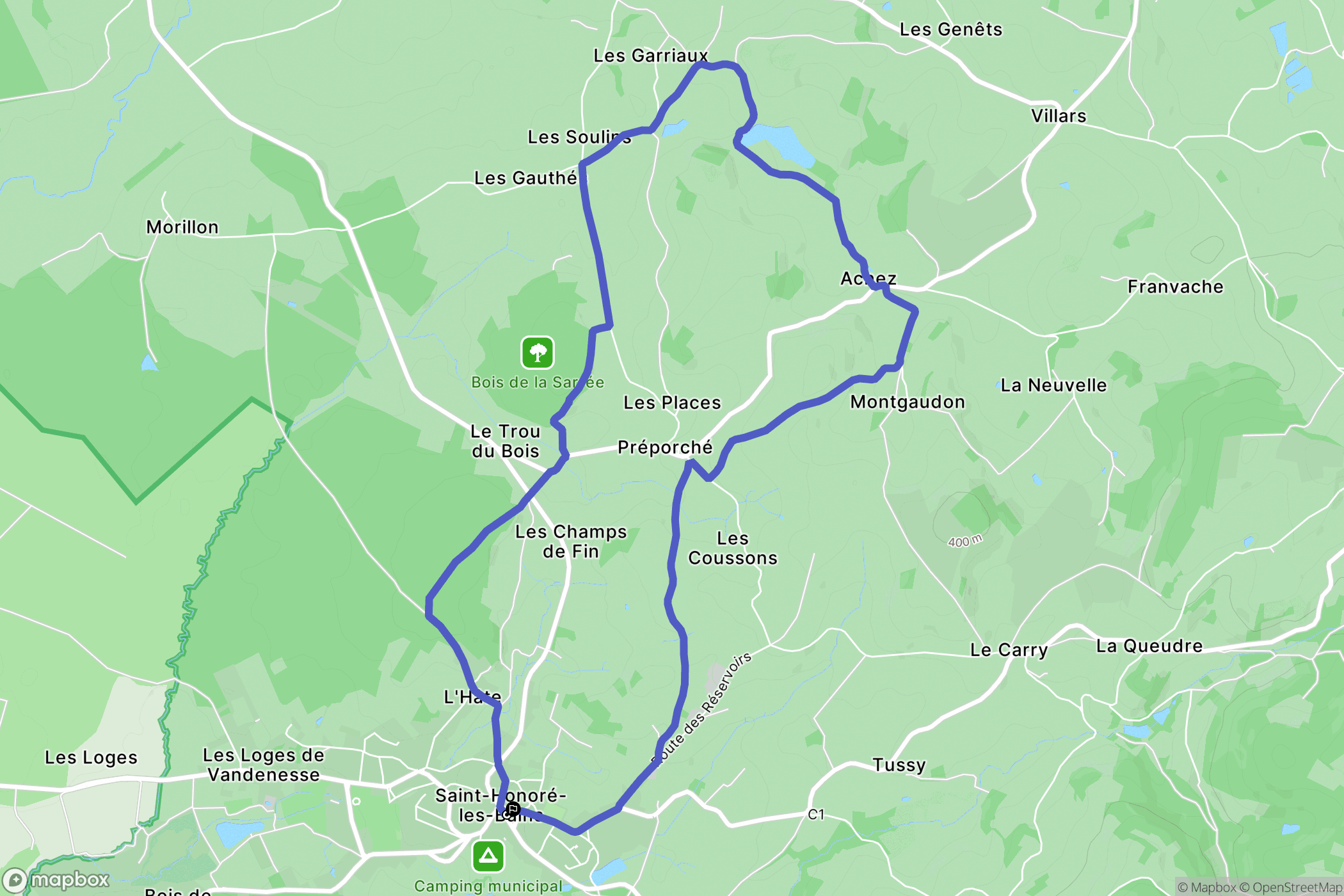 Saint-Honoré-les-Bains : carte du parcours de randonnée - France