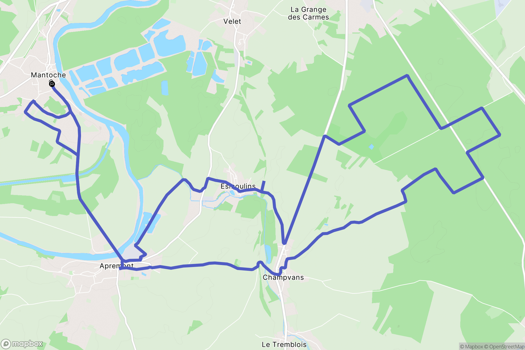Mantoche : carte du parcours de randonnée - France