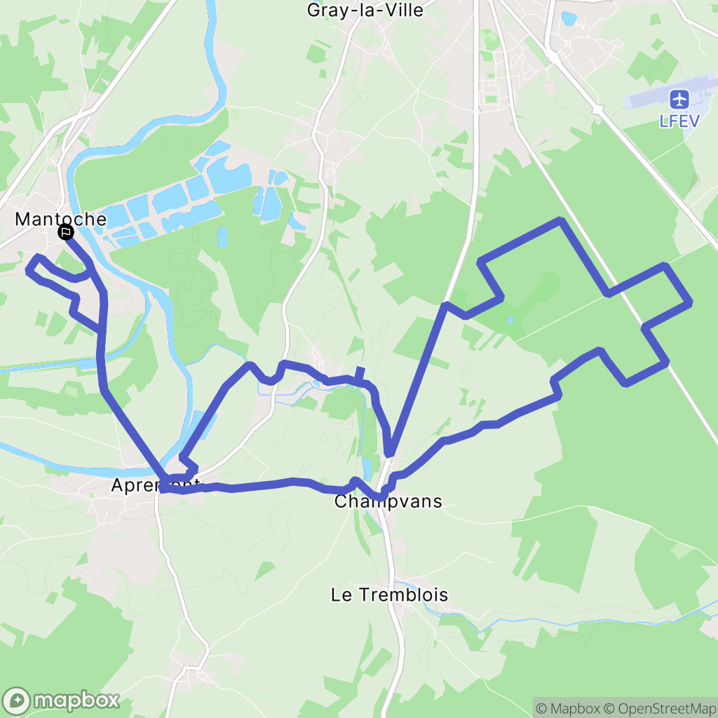 Mantoche : carte du parcours de randonnée - France