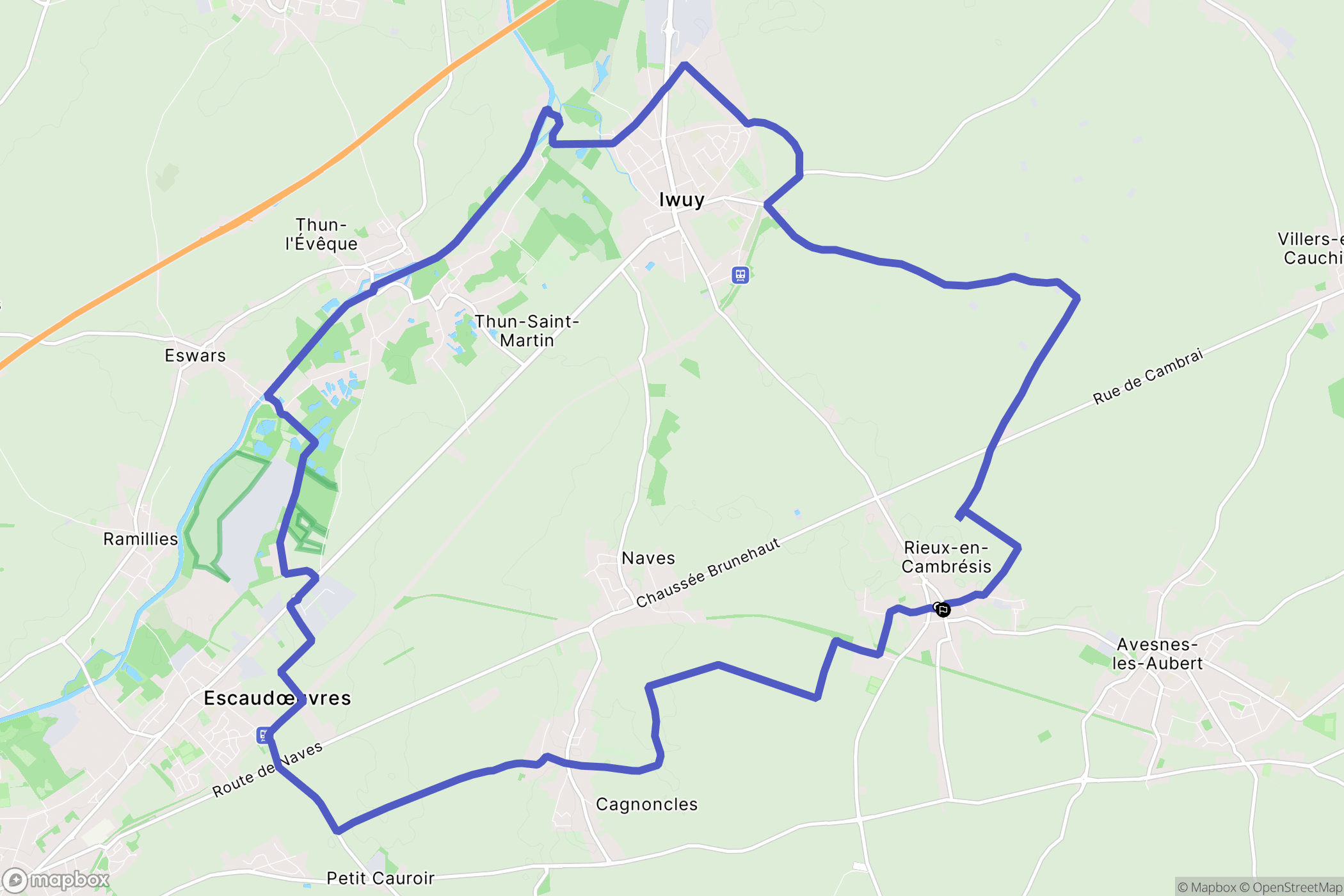 Rieux-en-Cambrésis : carte du parcours de randonnée - France