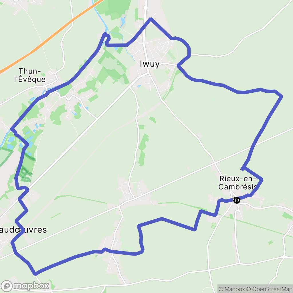 Rieux-en-Cambrésis : carte du parcours de randonnée - France
