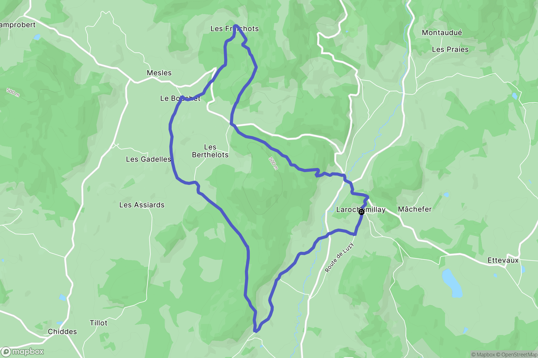 Larochemillay : carte du parcours de randonnée - France