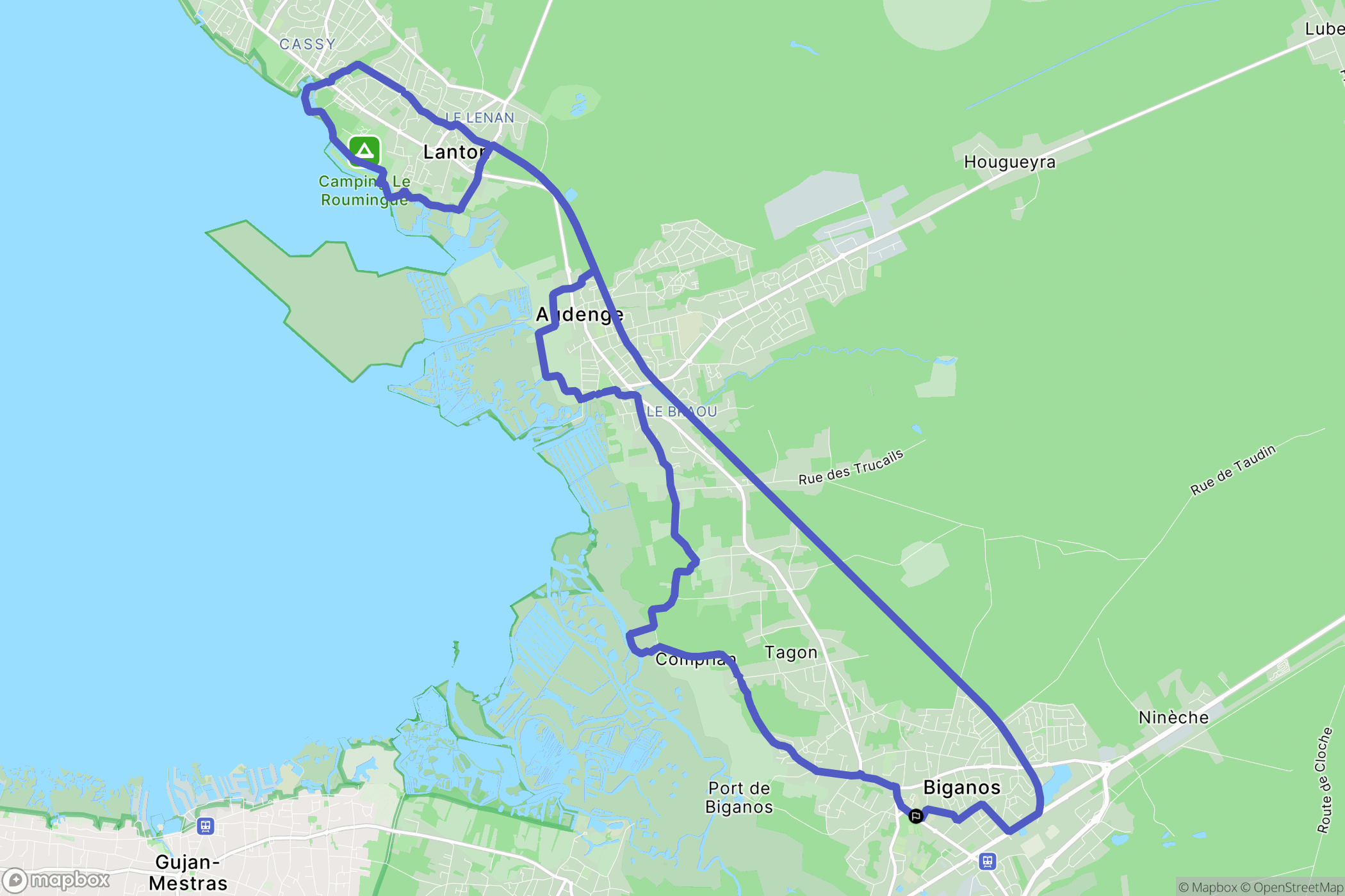 Biganos : carte du parcours de randonnée - France