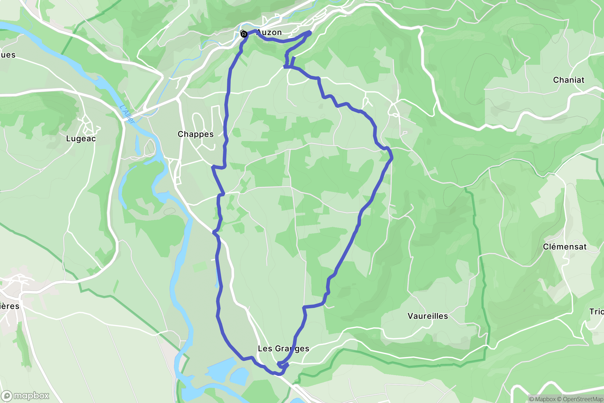 Auzon : carte du parcours de randonnée - France