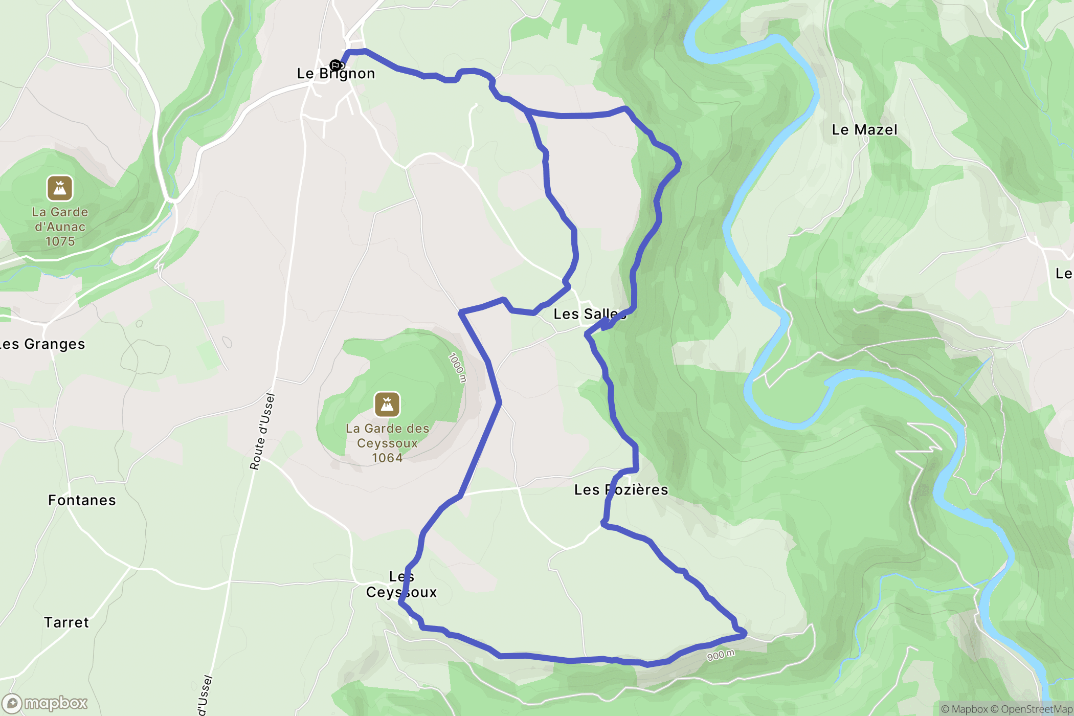 Le Brignon : carte du parcours de randonnée - France