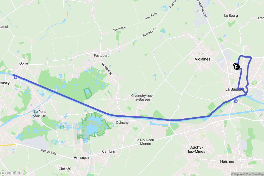 Bassée : carte du parcours de randonnée - France