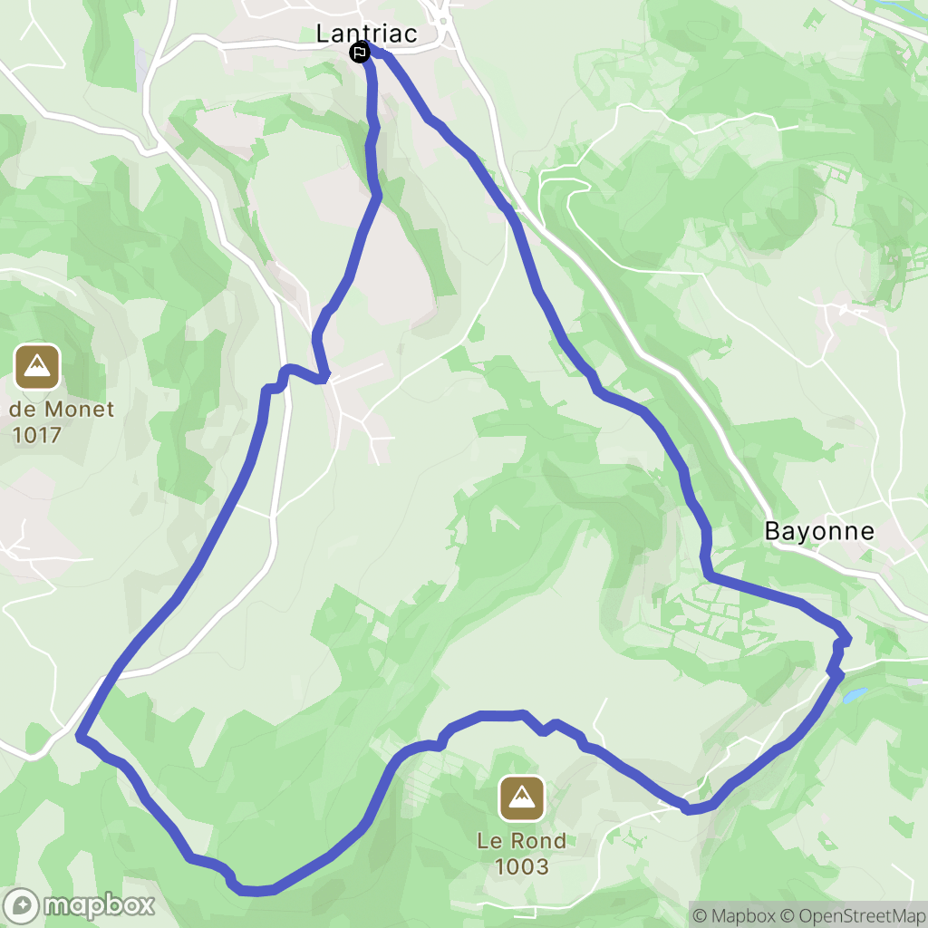 Lantriac : carte du parcours de randonnée - France