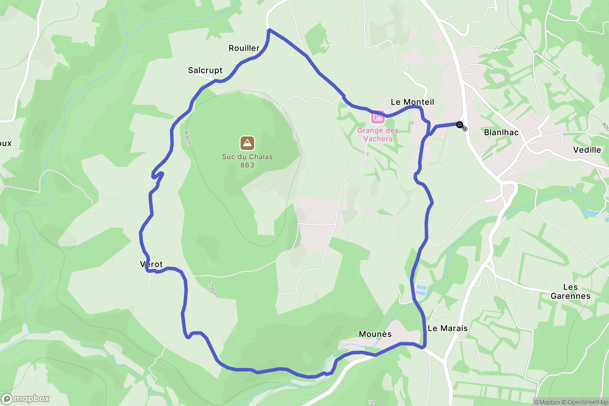Rosières : carte du parcours de randonnée - France