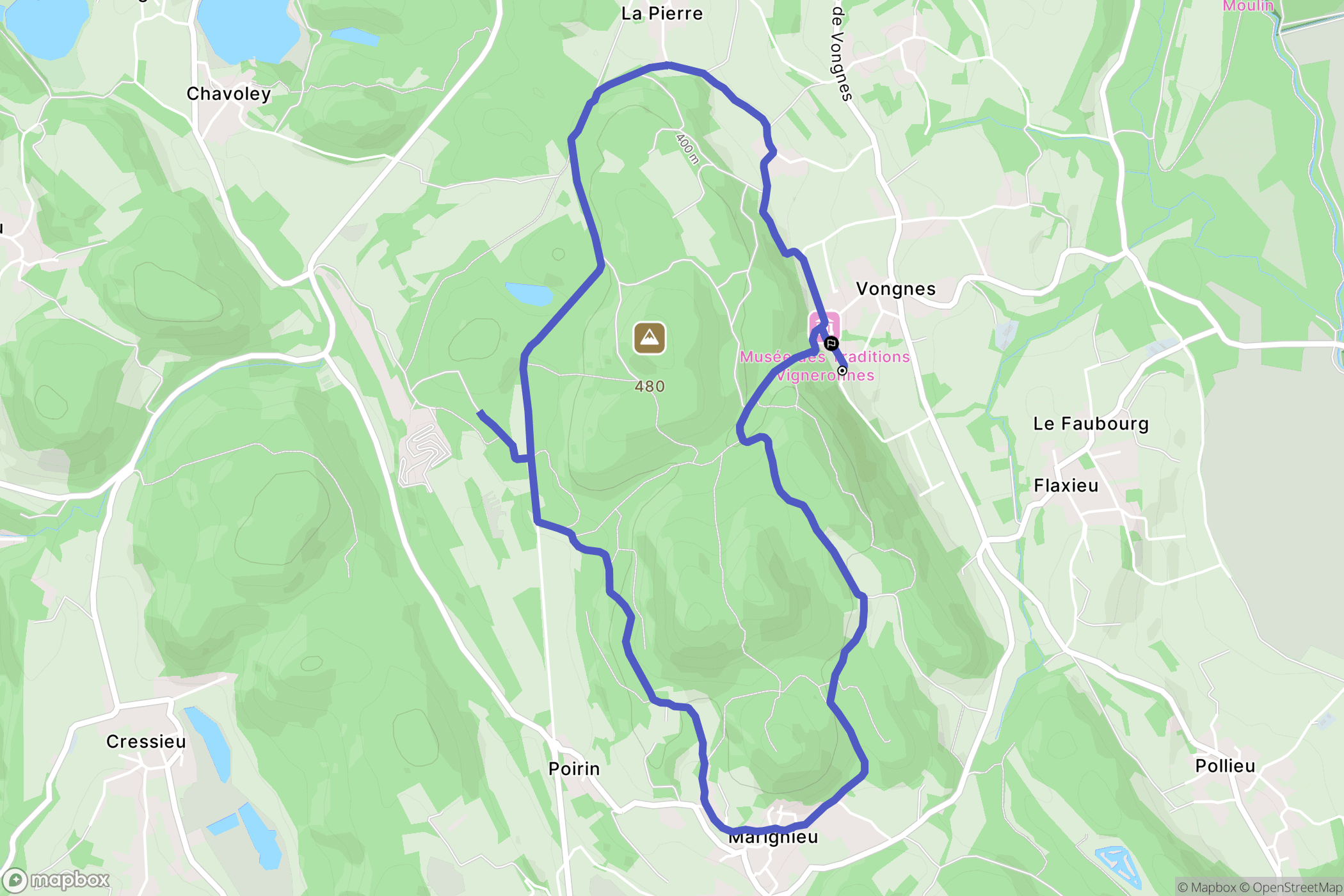 Vongnes : carte du parcours de randonnée - France