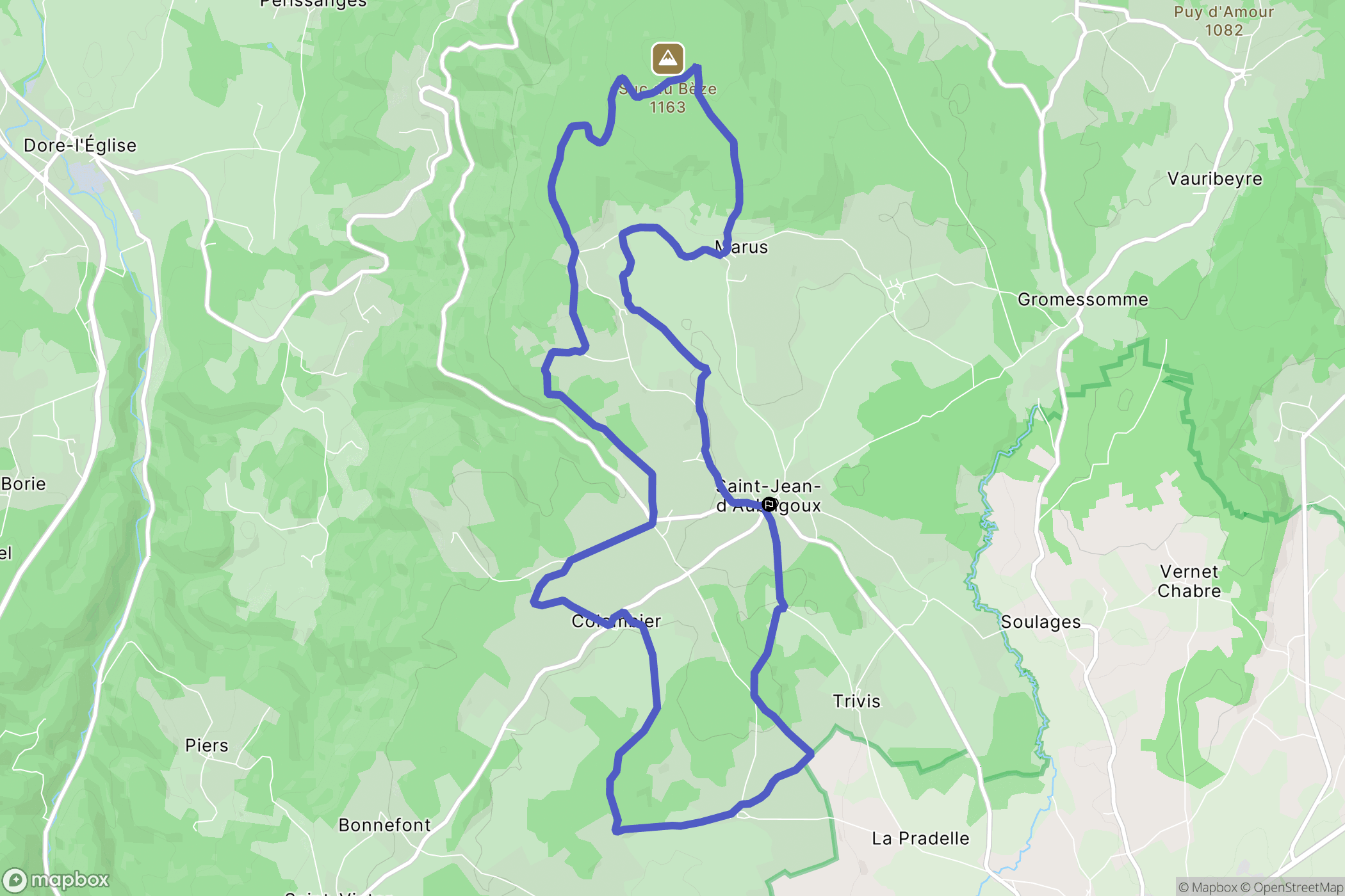 Saint-Jean-d'Aubrigoux : carte du parcours de randonnée - France