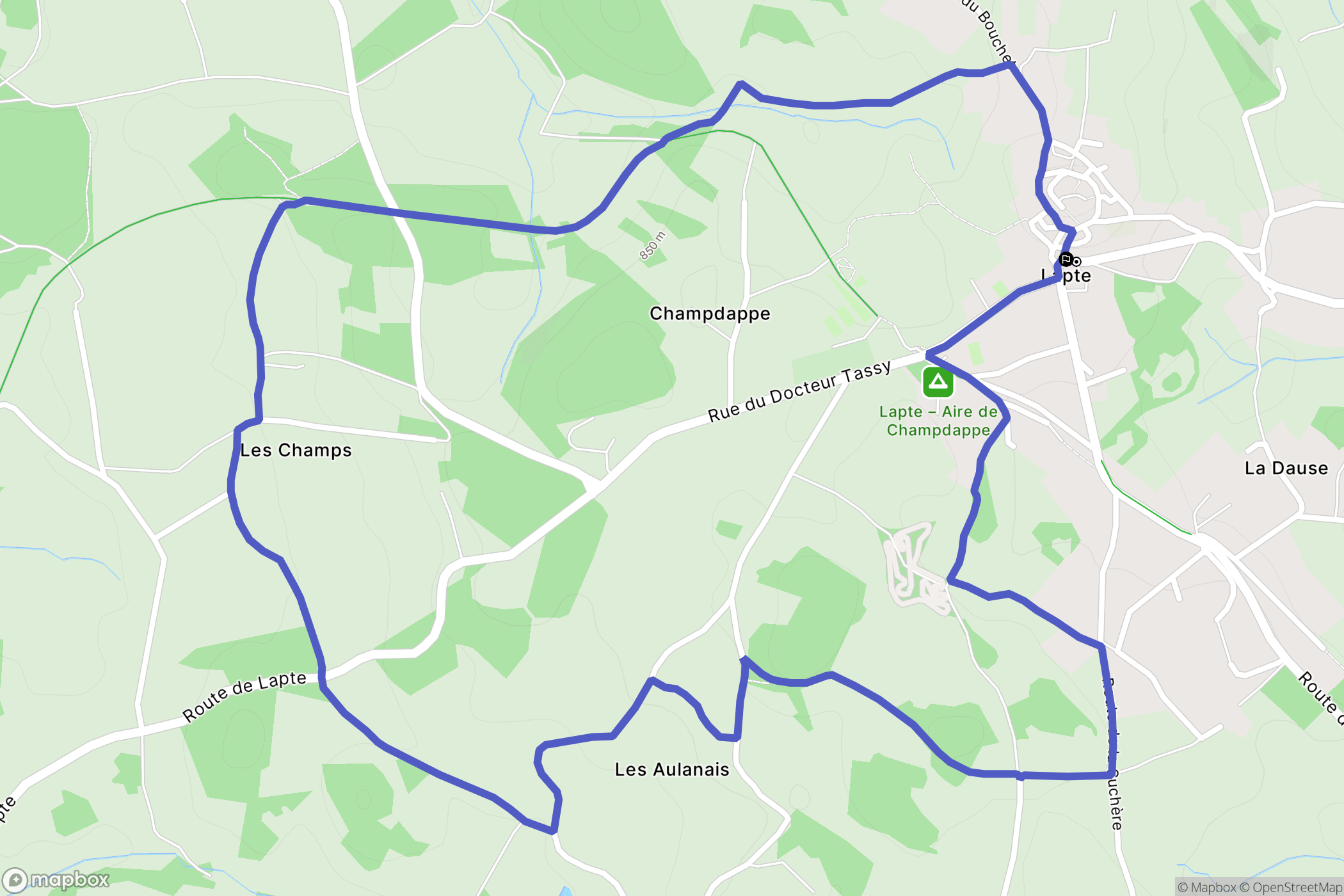 Lapte : carte du parcours de randonnée - France