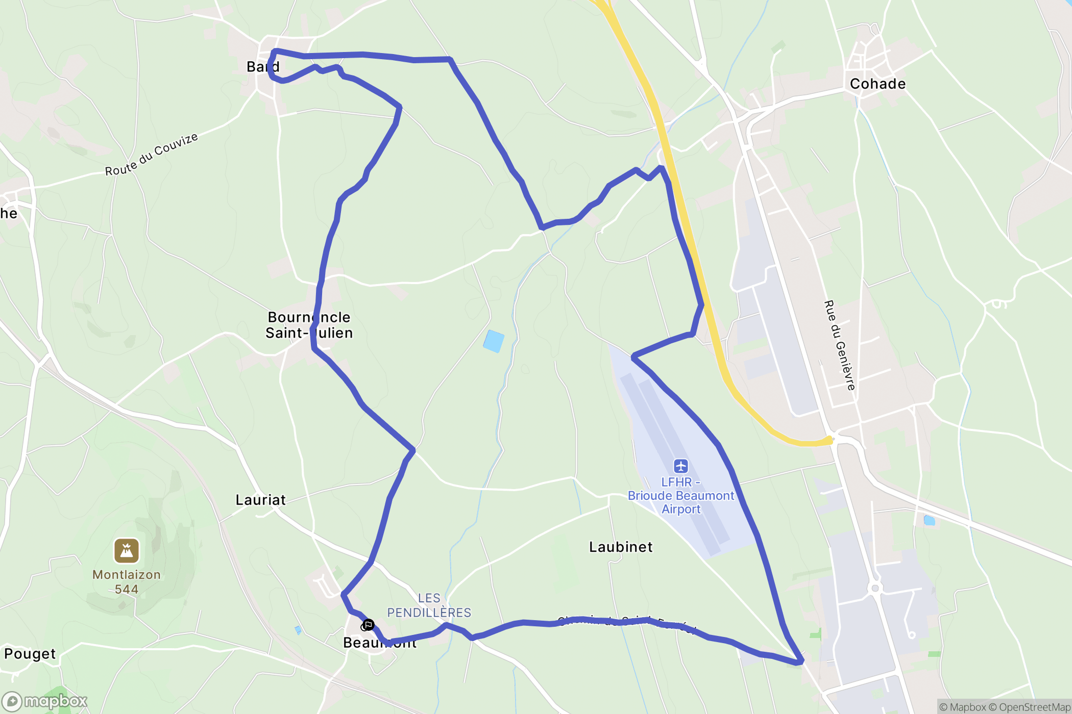 Beaumont : carte du parcours de randonnée - France