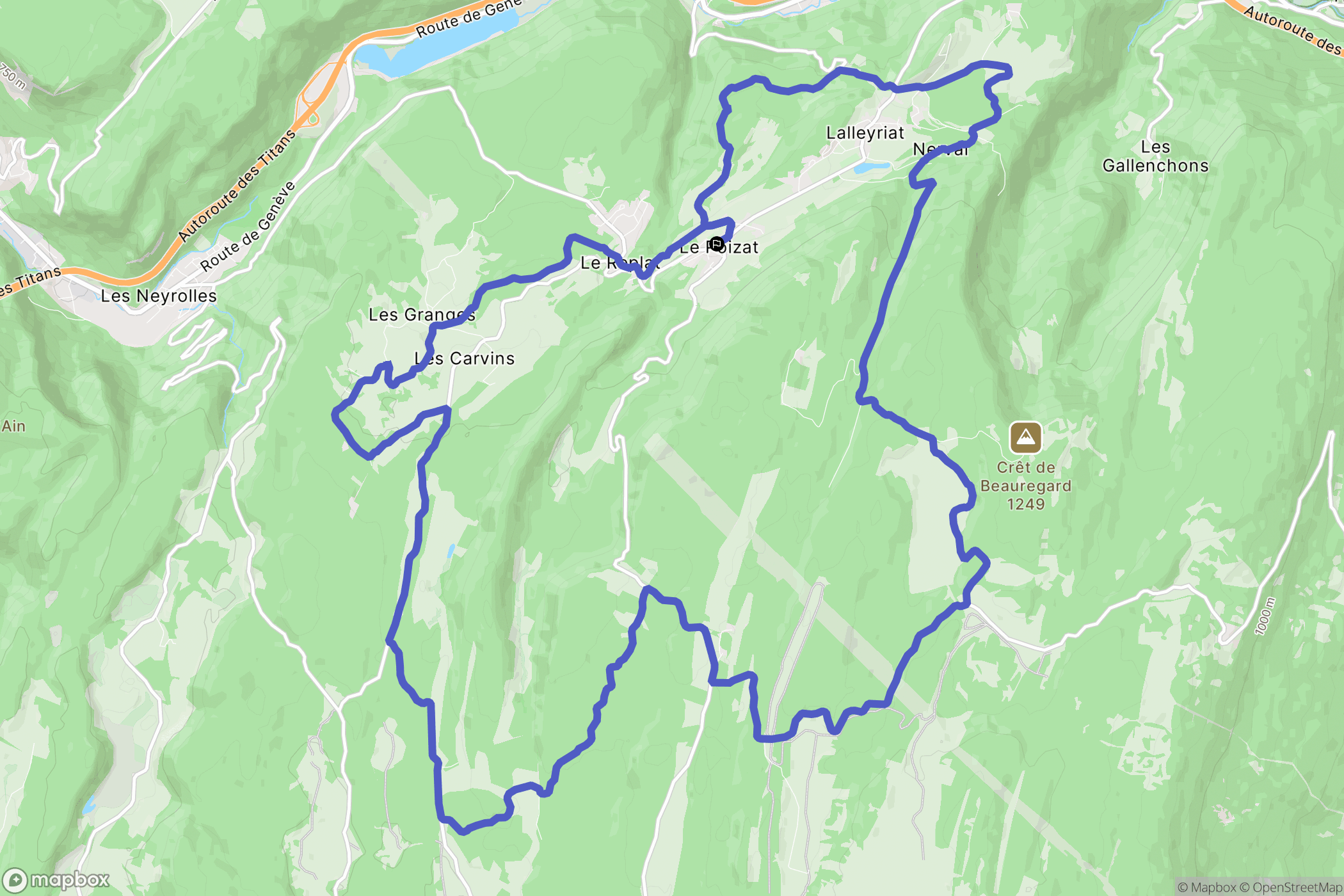 Le Poizat-Lalleyriat : carte du parcours de randonnée - France