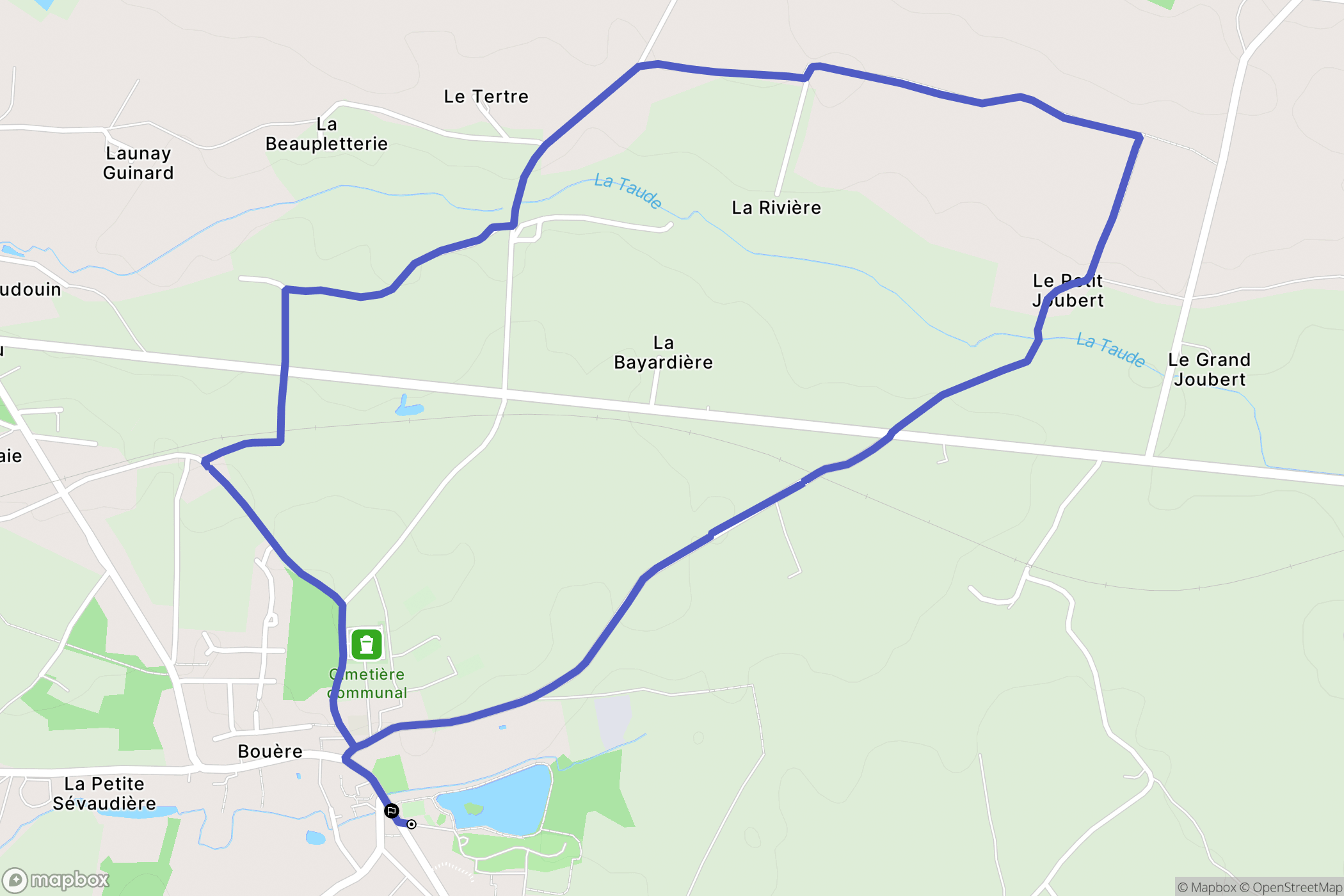 Bouère : carte du parcours de randonnée - France