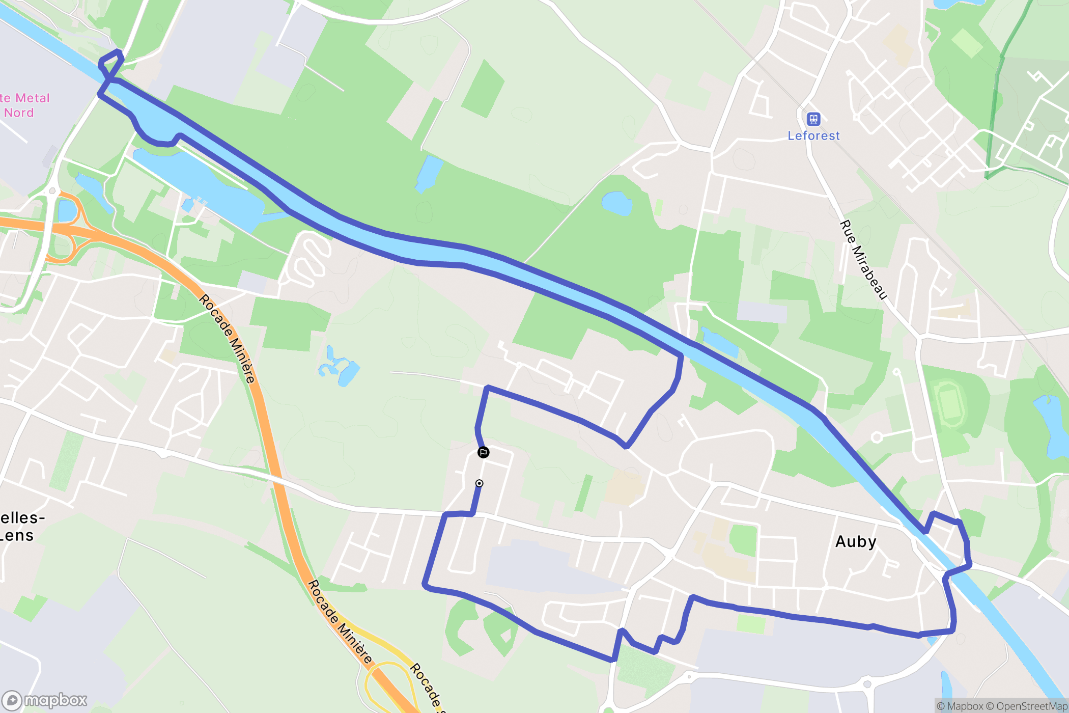 Courcelles-lès-Lens : carte du parcours de randonnée - France