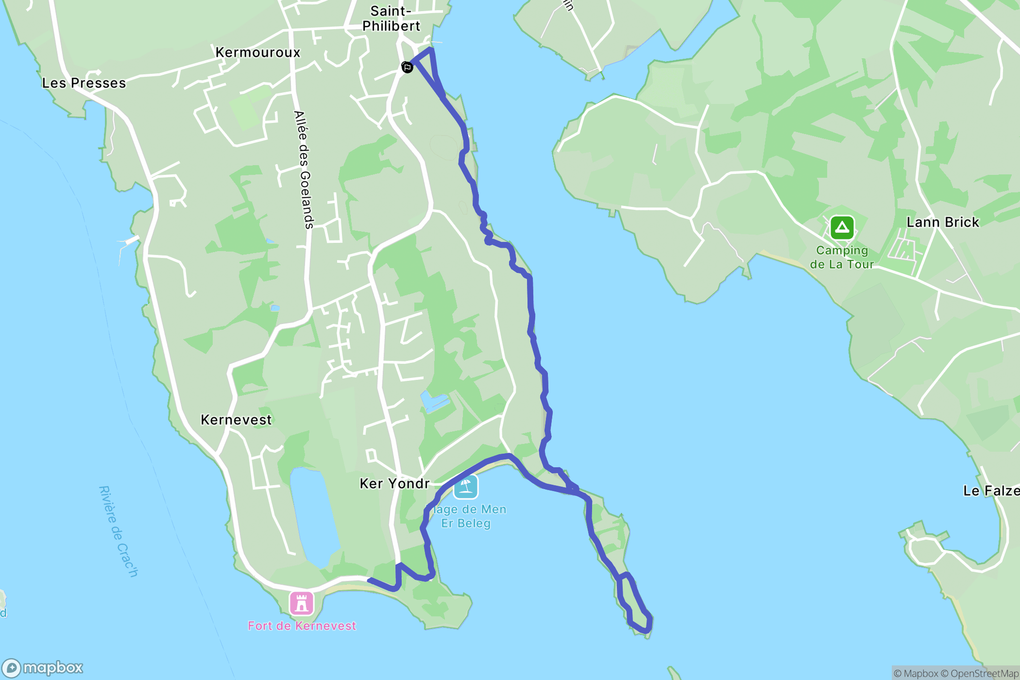 Saint-Philibert : carte du parcours de randonnée - France